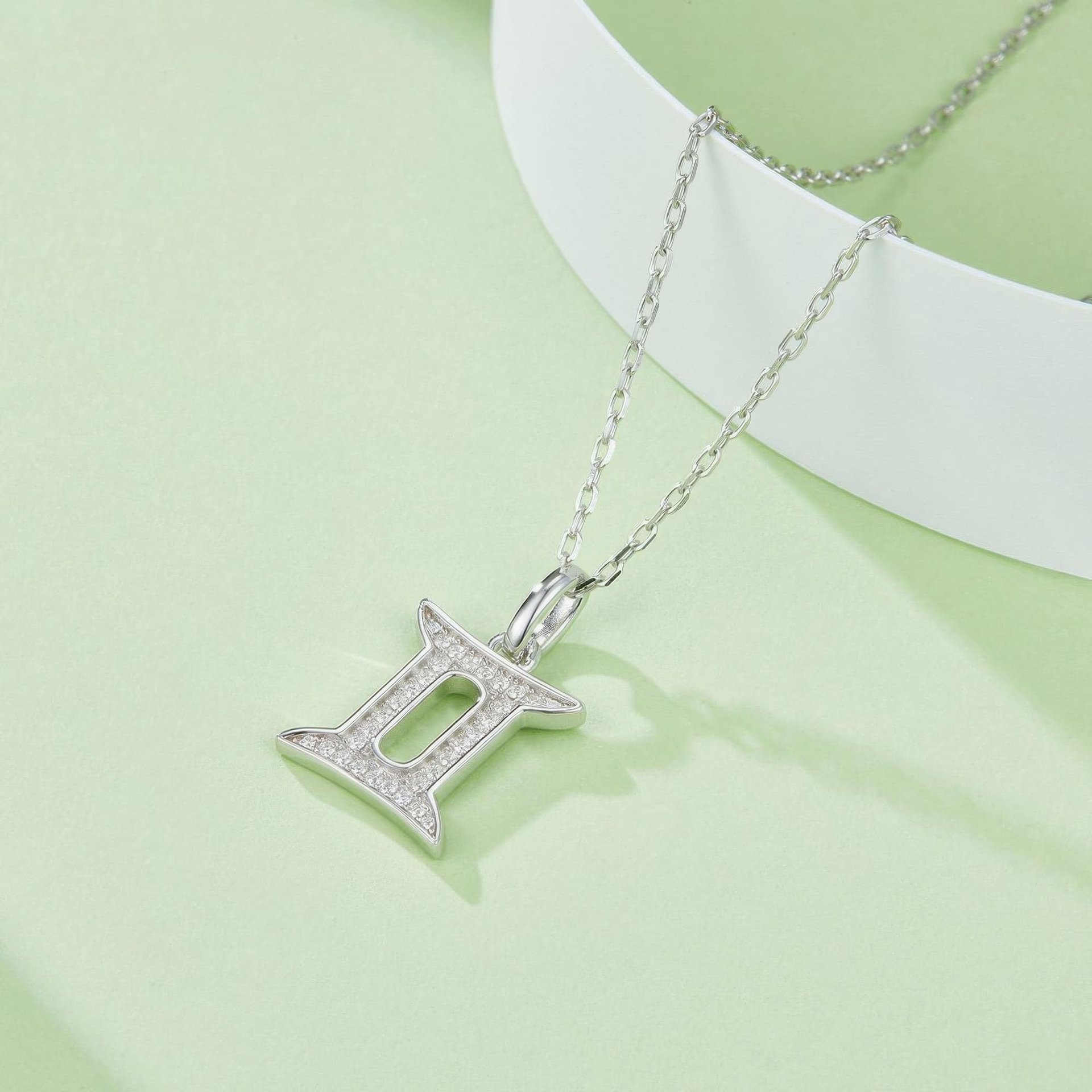 Moissanite Gemini Zodiac Pendant Necklace | Pave Gemini Symbol | 925 Silver - Image 2