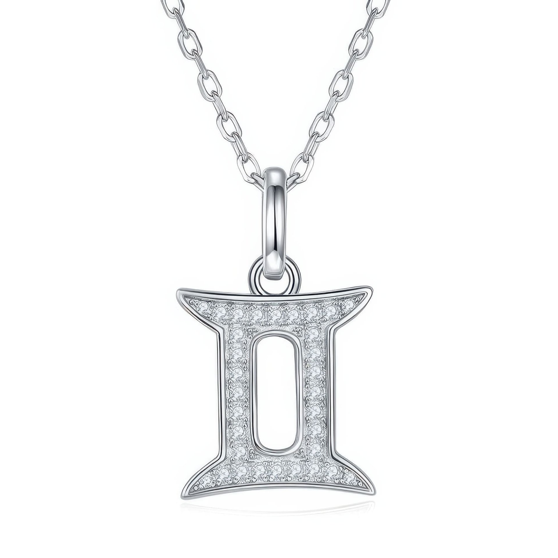 Moissanite Gemini Zodiac Pendant Necklace | Pave Gemini Symbol | 925 Silver
