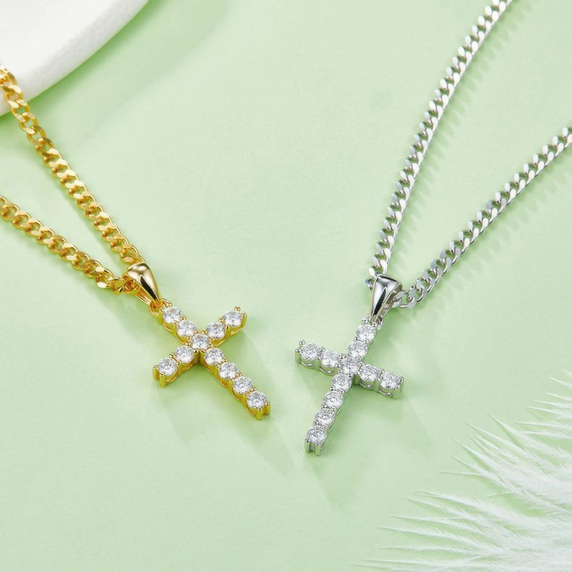 3mm Moissanite Cross Pendant Necklace | Dainty Prong-Set 925 Silver - Image 4