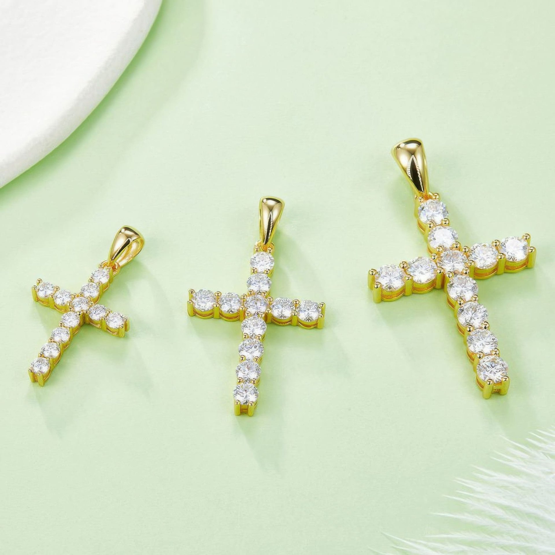 3mm Moissanite Cross Pendant Necklace | Dainty Prong-Set 925 Silver - Image 5