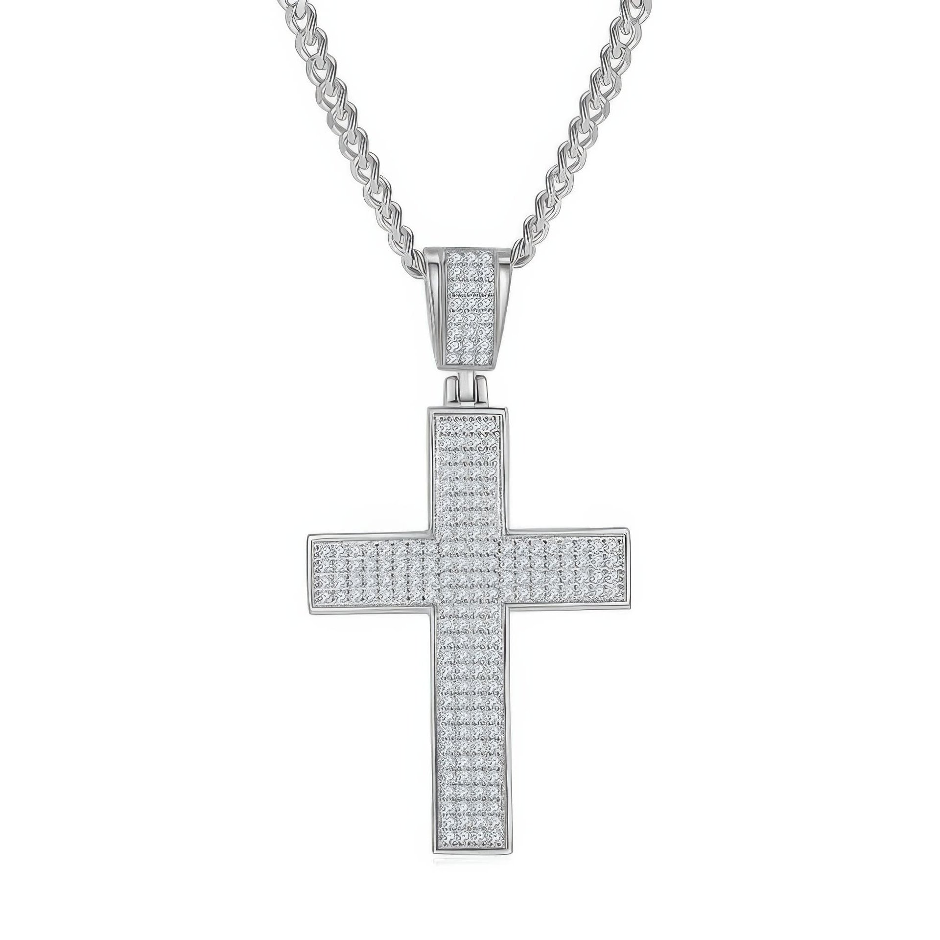 Men's Pave Moissanite Cross Pendant Necklace | Fully Iced 925 Silver | Latin Cross