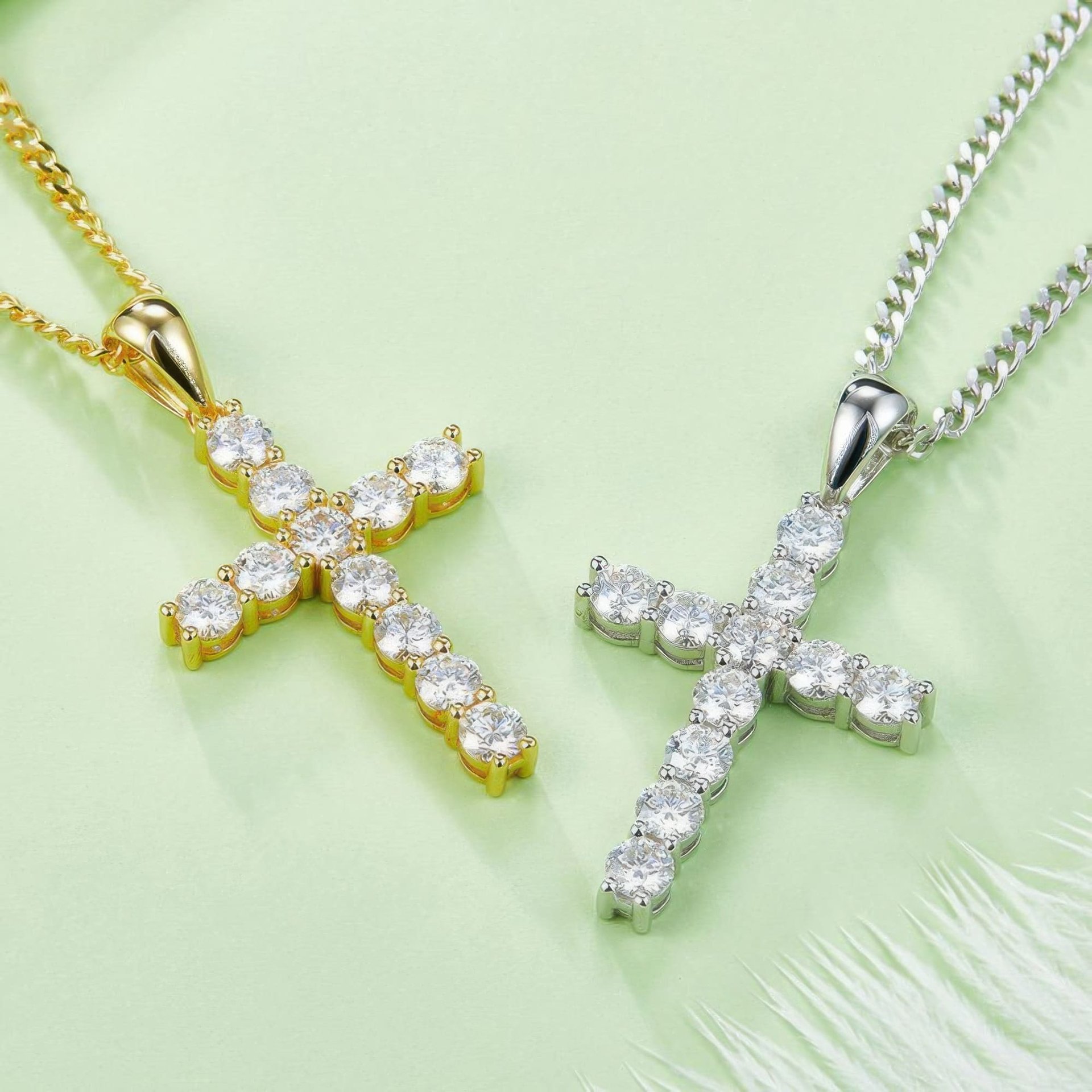 5mm Moissanite Cross Pendant Necklace | Prong-Set 925 Silver Religious Jewelry - Image 4