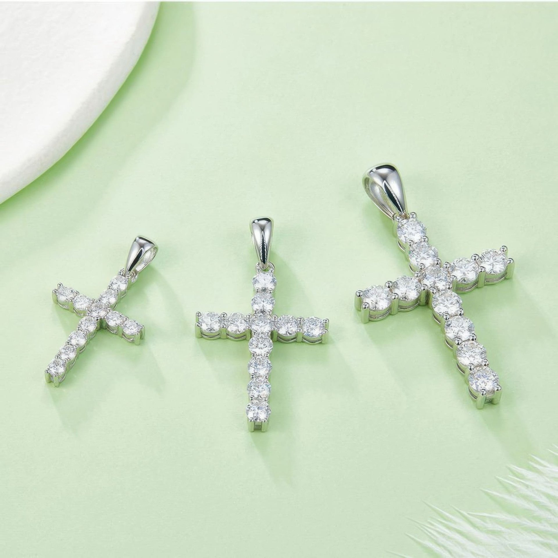 5mm Moissanite Cross Pendant Necklace | Prong-Set 925 Silver Religious Jewelry - Image 2