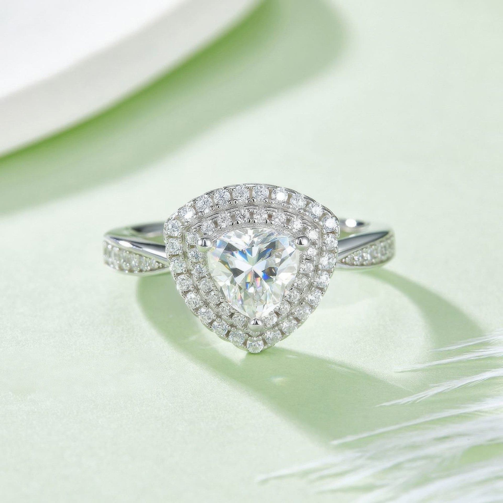 Modern Triangle Trillion-Cut Moissanite Halo Ring | 1ct DEW Pave Statement - Image 3