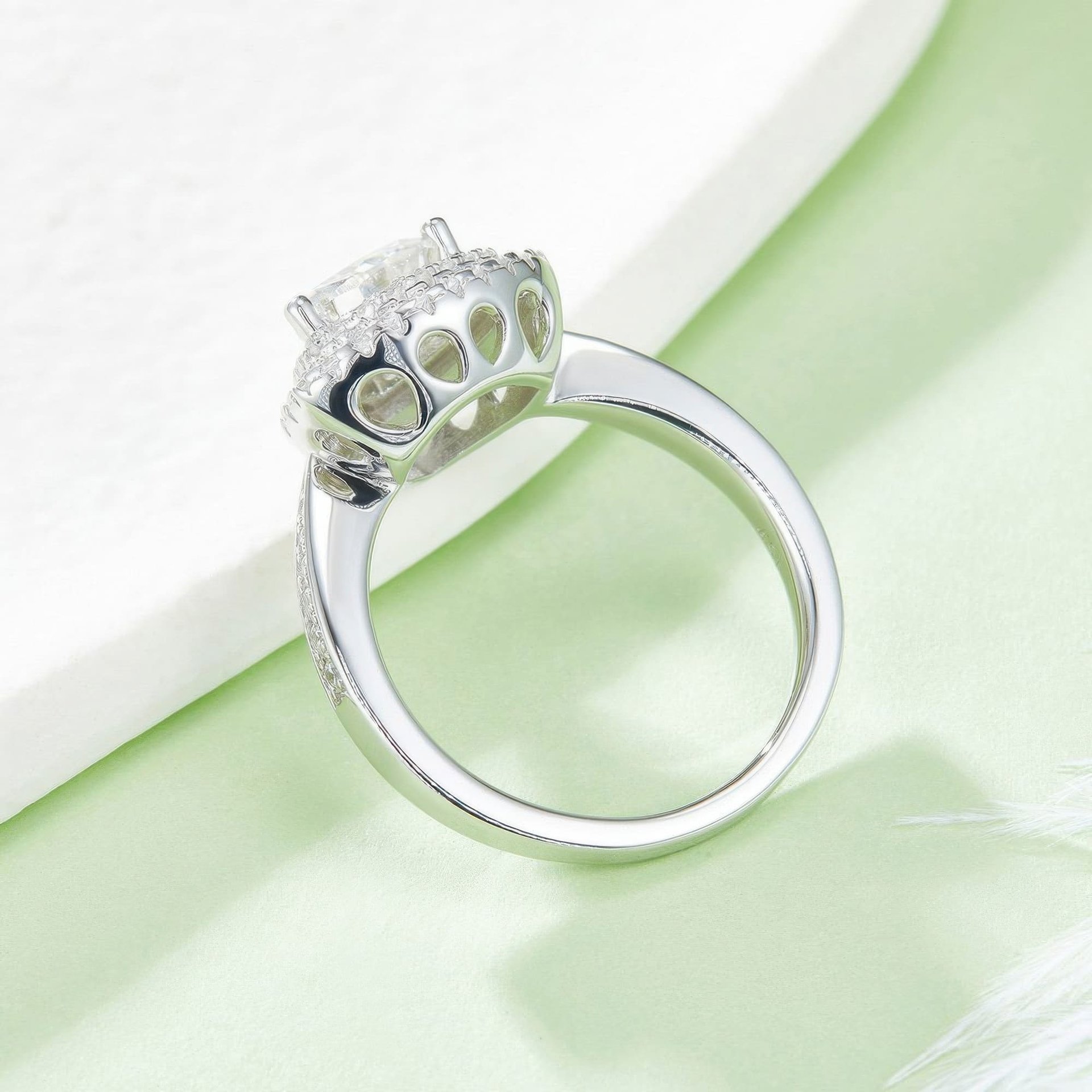 Modern Triangle Trillion-Cut Moissanite Halo Ring | 1ct DEW Pave Statement - Image 4