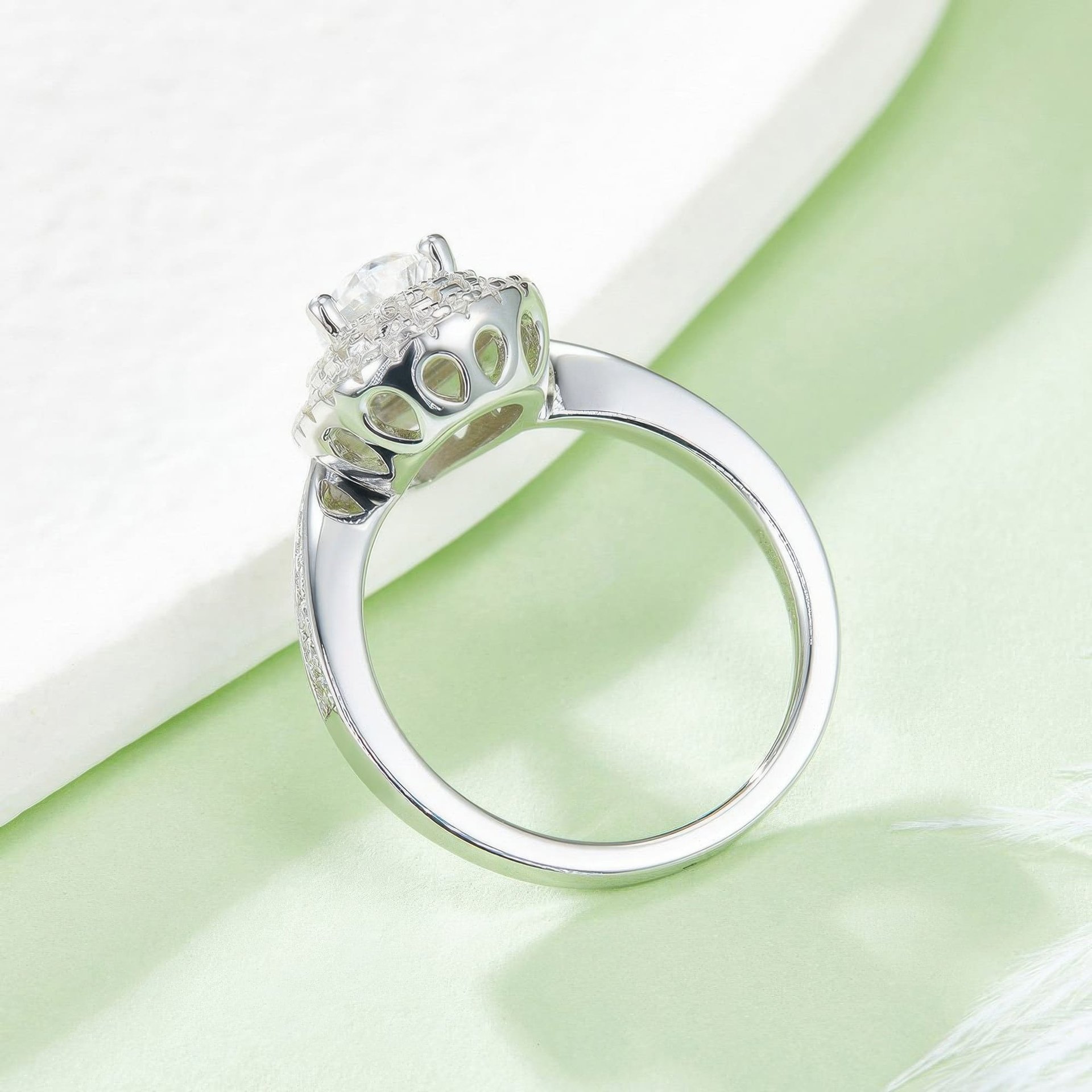 1ct Pear Cut Moissanite Ring | Double Halo Teardrop Solitaire | DEF Colorless 925 Silver - Image 4