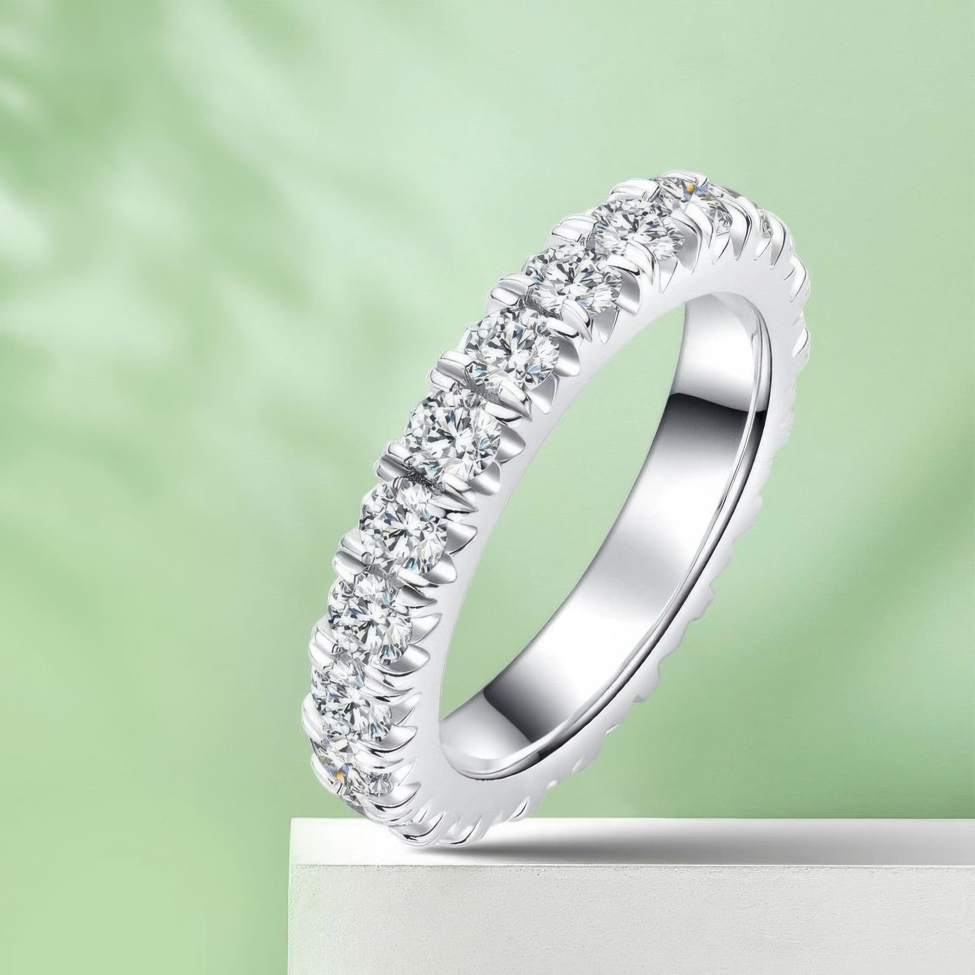 Modern Pavé Moissanite Eternity Ring | Full-Circle French-Set 925 Silver Band - Image 5