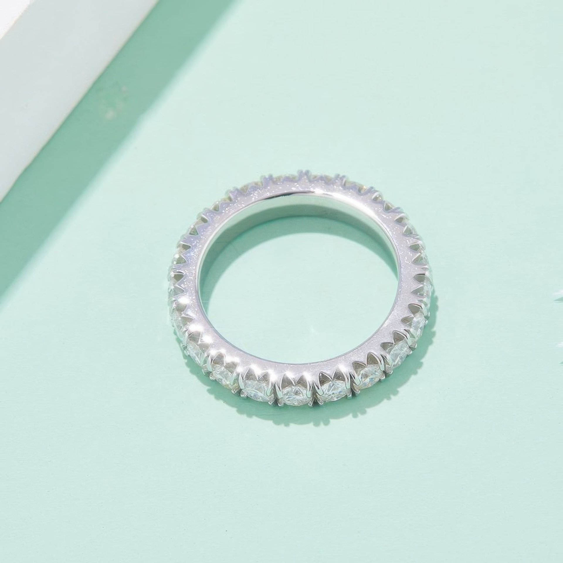 Modern Pavé Moissanite Eternity Ring | Full-Circle French-Set 925 Silver Band - Image 3