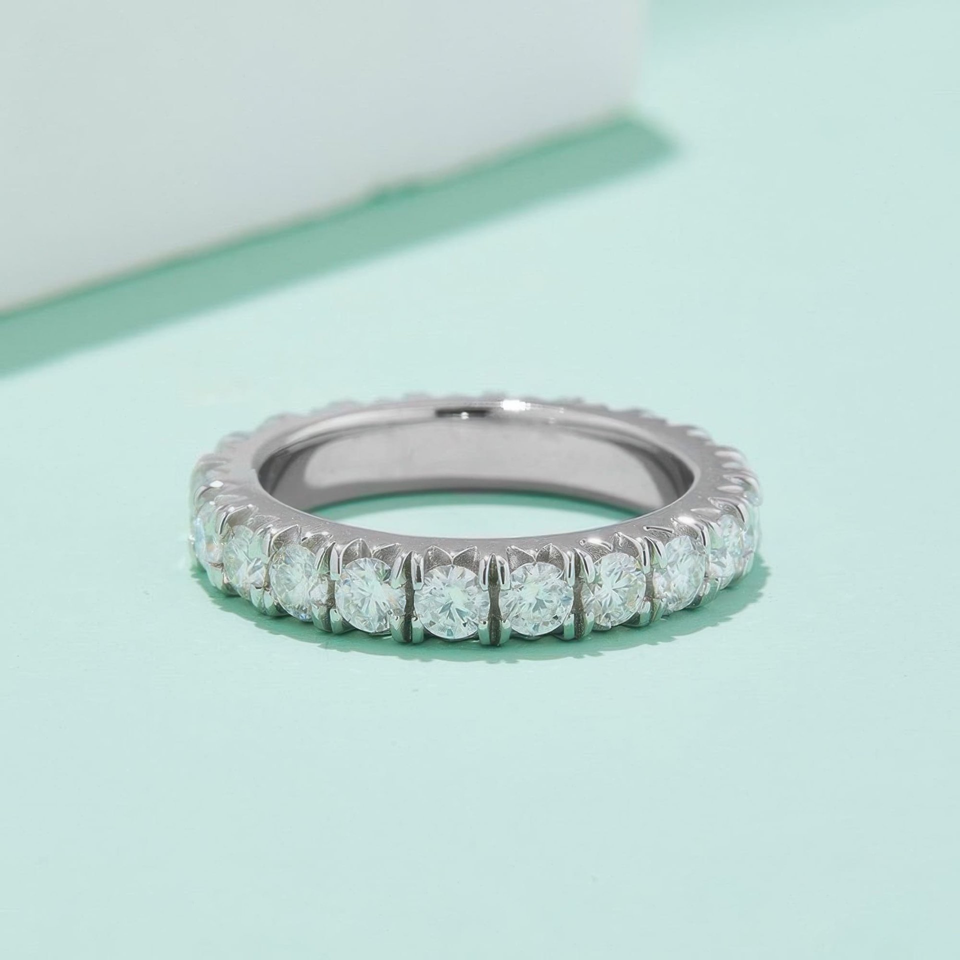 Modern Pavé Moissanite Eternity Ring | Full-Circle French-Set 925 Silver Band - Image 4