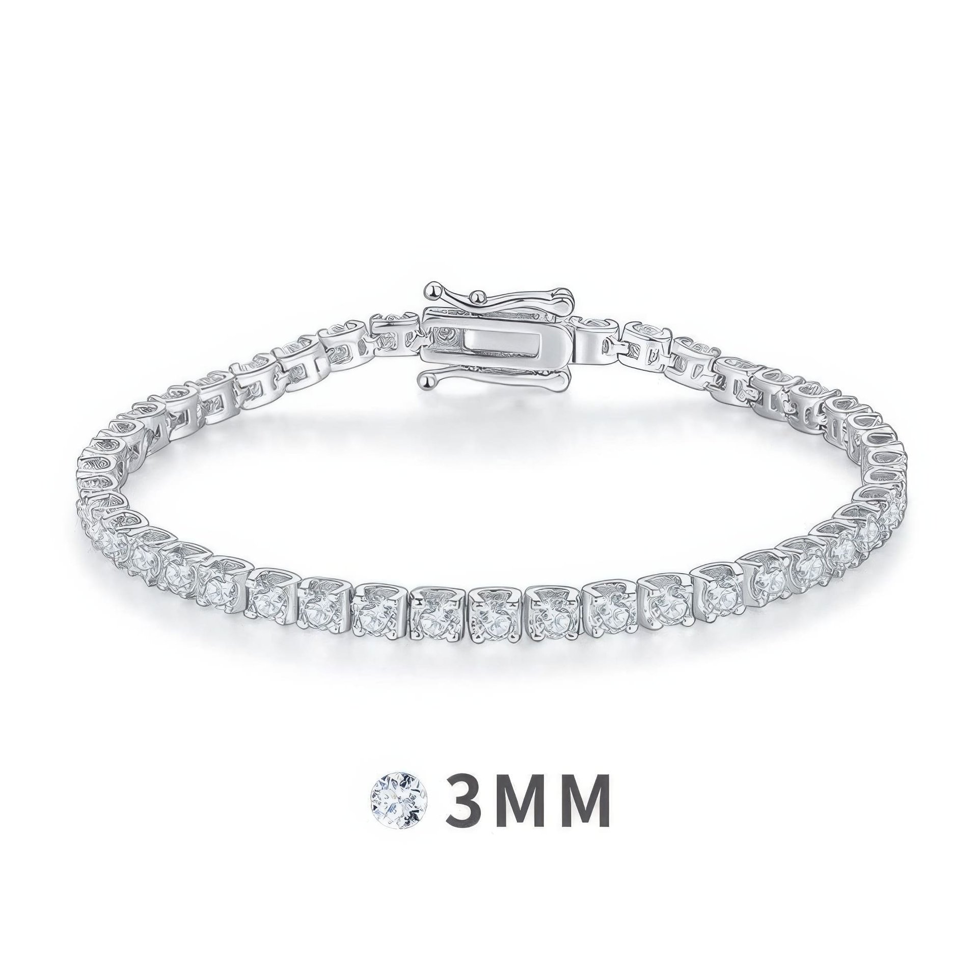 3mm D Color Moissanite Tennis Bracelet | Round-Cut Prong-Set 925 Sterling Silver - Image 5