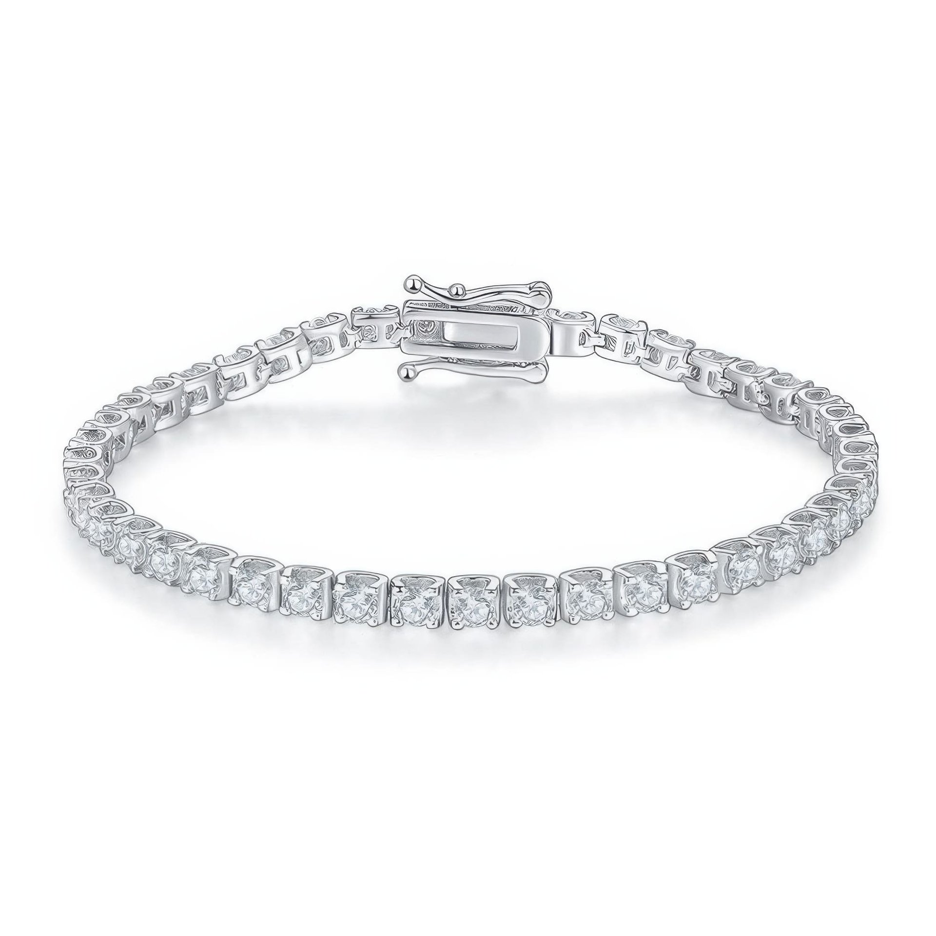 3mm D Color Moissanite Tennis Bracelet | Round-Cut Prong-Set 925 Sterling Silver