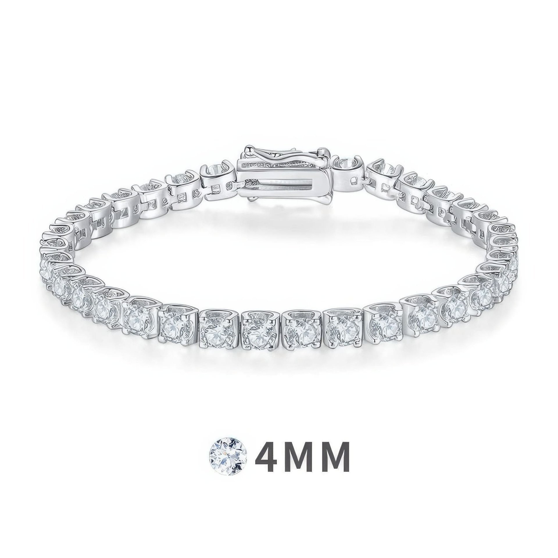 4mm Moissanite Tennis Bracelet | 925 Sterling Silver Single-Row | Brilliant Round Cut - Image 6