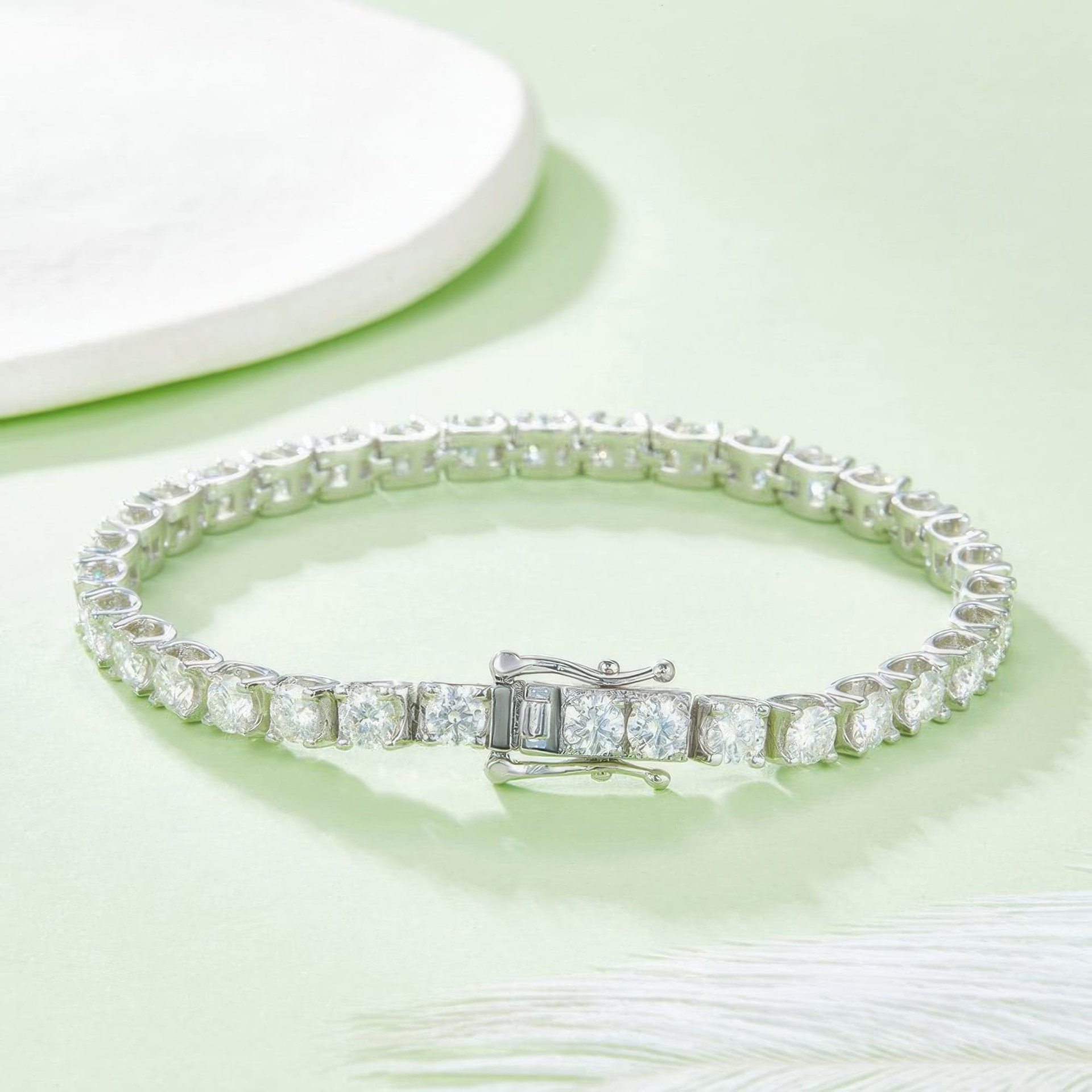 4mm Moissanite Tennis Bracelet | 925 Sterling Silver Single-Row | Brilliant Round Cut - Image 4
