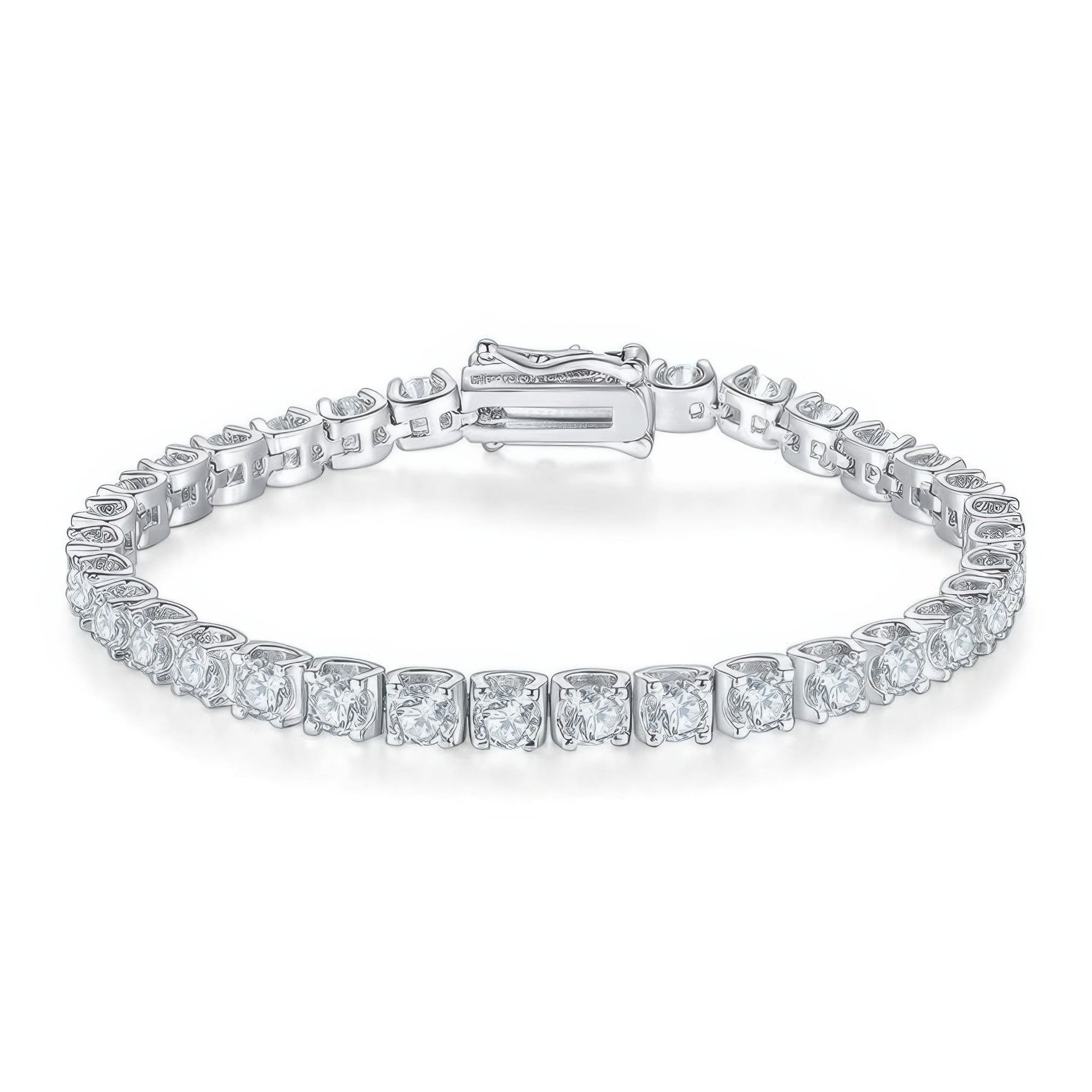 4mm Moissanite Tennis Bracelet | 925 Sterling Silver Single-Row | Brilliant Round Cut