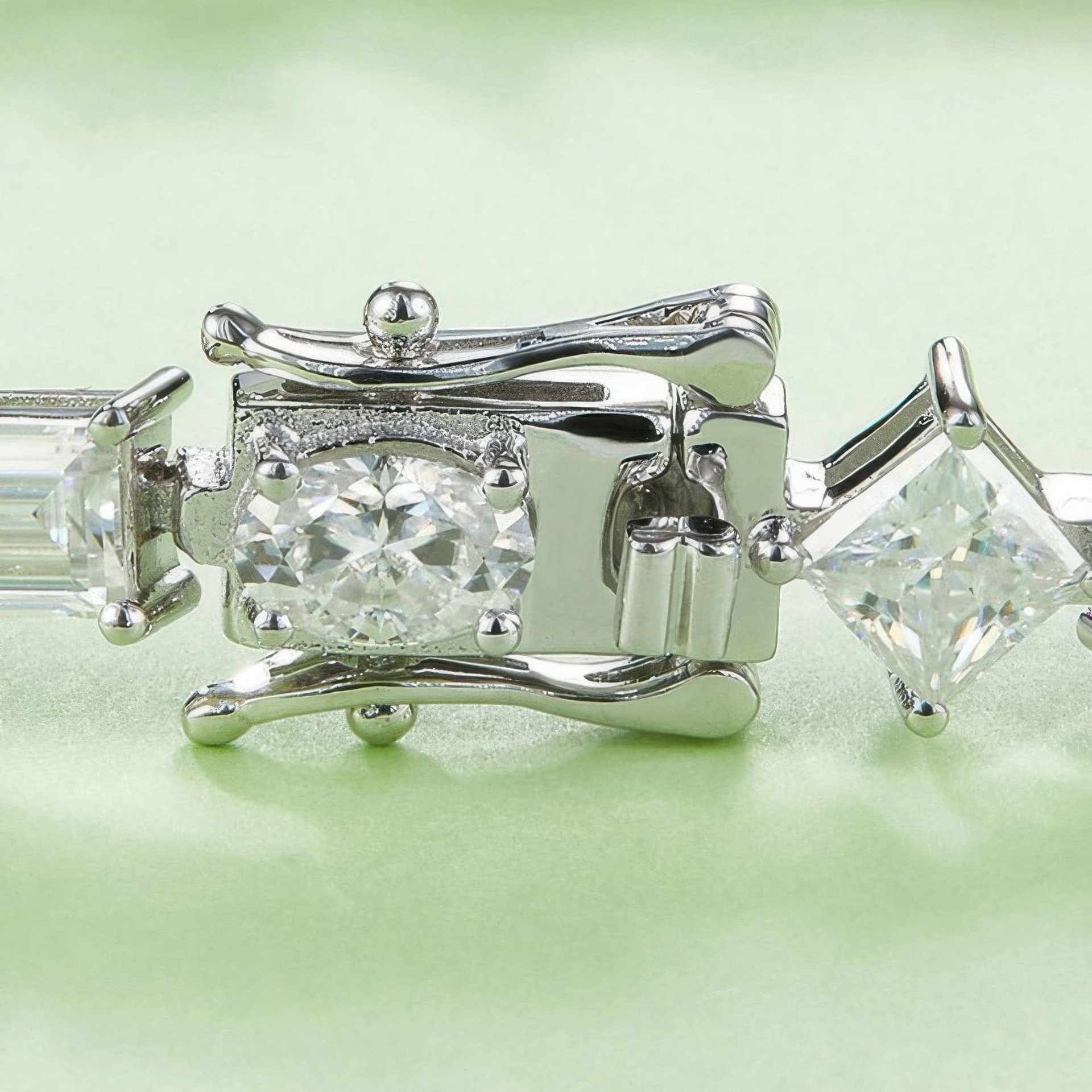 Geometric Moissanite Tennis Bracelet | Mixed Fancy-Cut 925 Sterling Silver, White-Gold Plated - Image 4