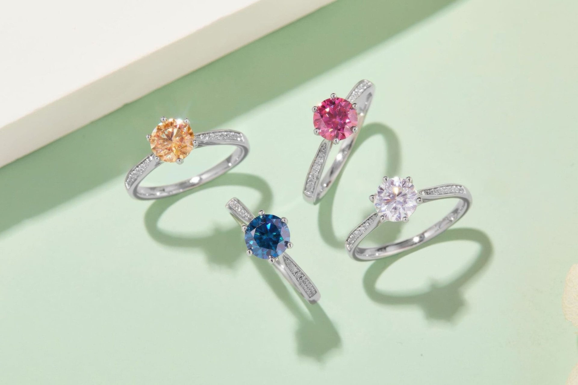 Round Solitaire Moissanite Ring | 1 Carat 6-Prong | Pavé Accents 925 Sterling Silver - Image 8