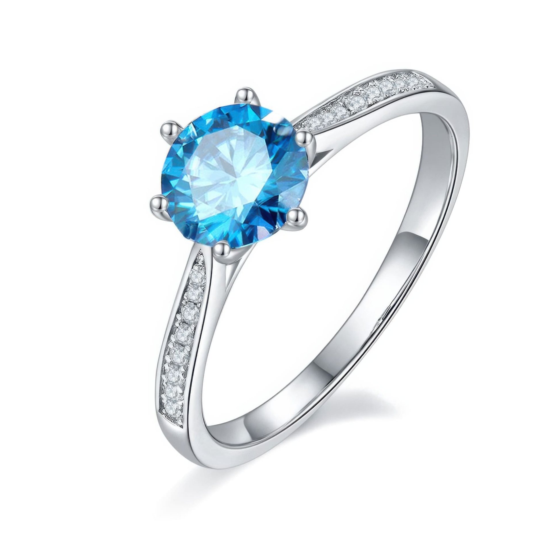Round Solitaire Moissanite Ring | 1 Carat 6-Prong | Pavé Accents 925 Sterling Silver - Image 10