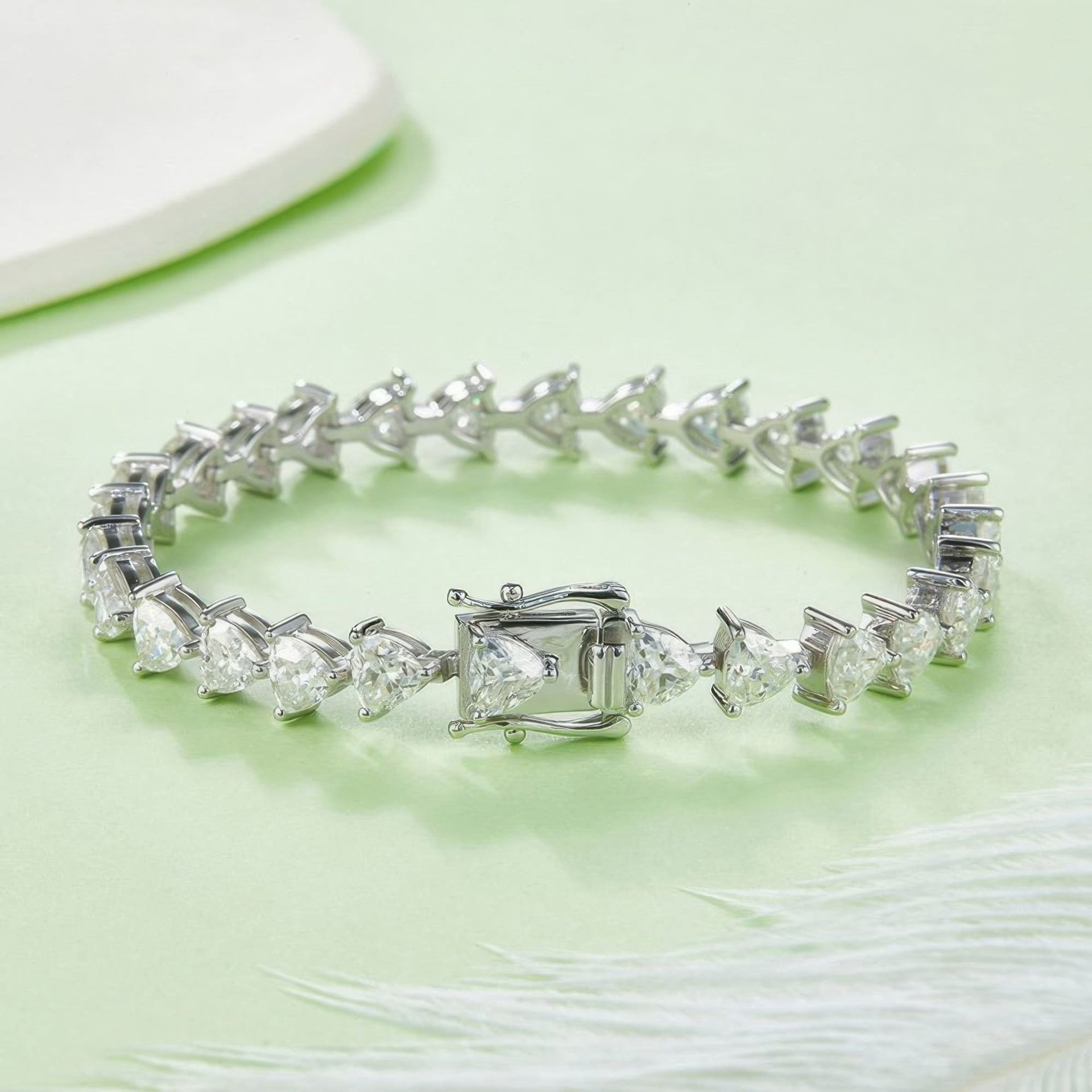 Heart-Cut Moissanite Tennis Bracelet | 2ct DEW Hearts | 925 Silver White Gold Plated - Image 3