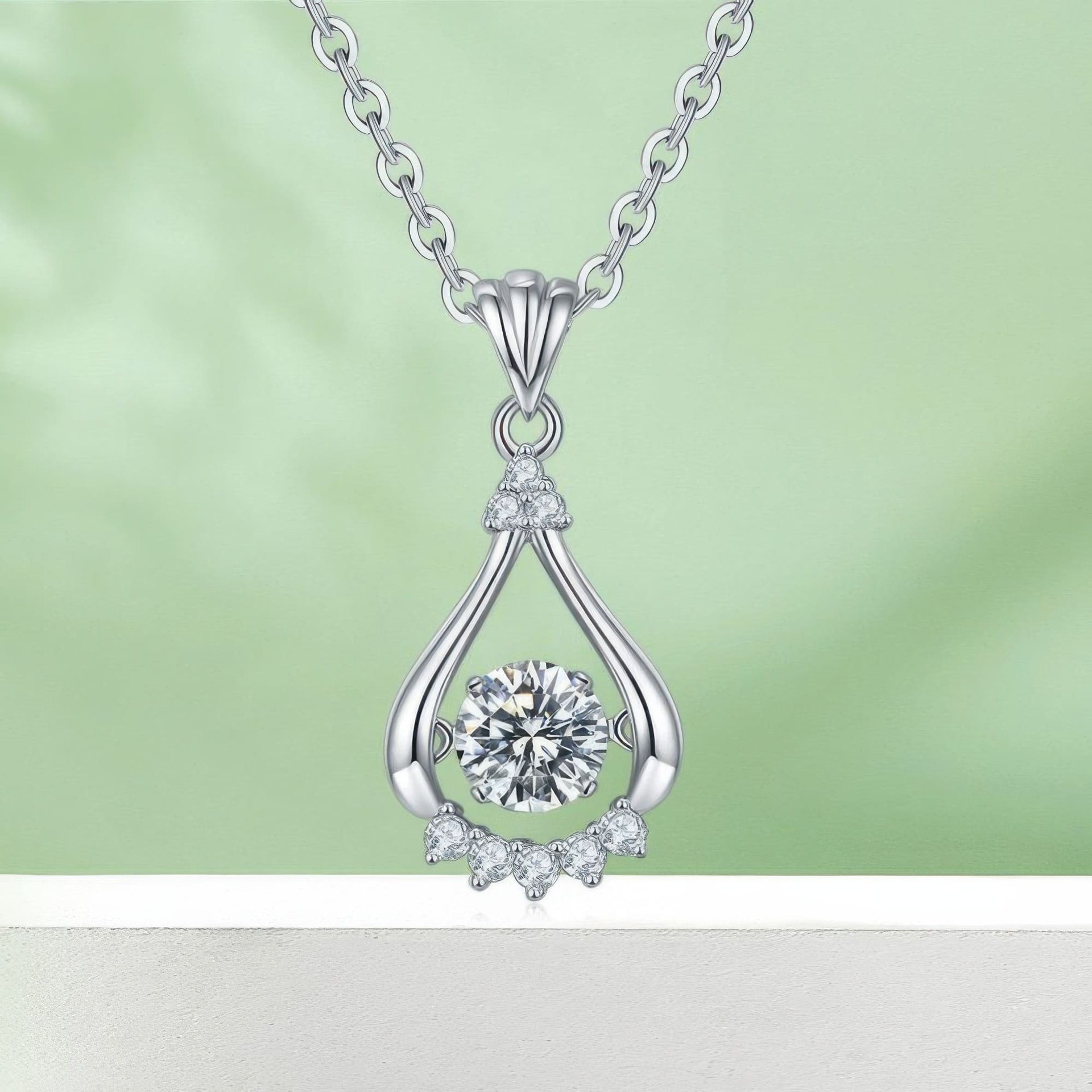 Teardrop Moissanite Drop Pendant Necklace | 925 Sterling Silver - Image 6