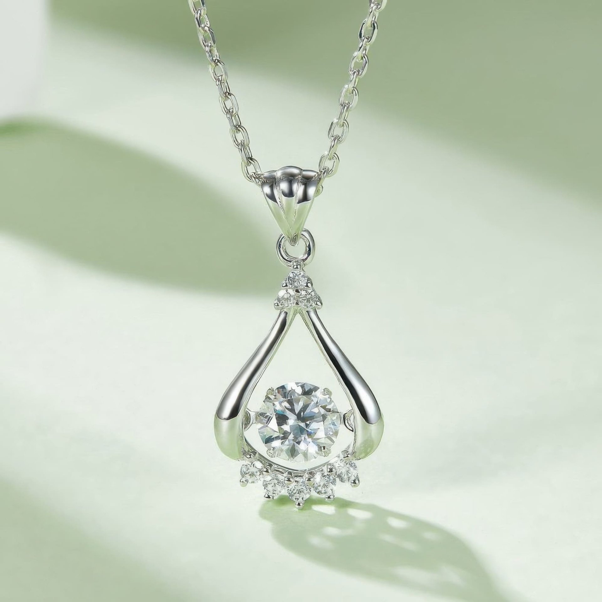 Teardrop Moissanite Drop Pendant Necklace | 925 Sterling Silver - Image 3