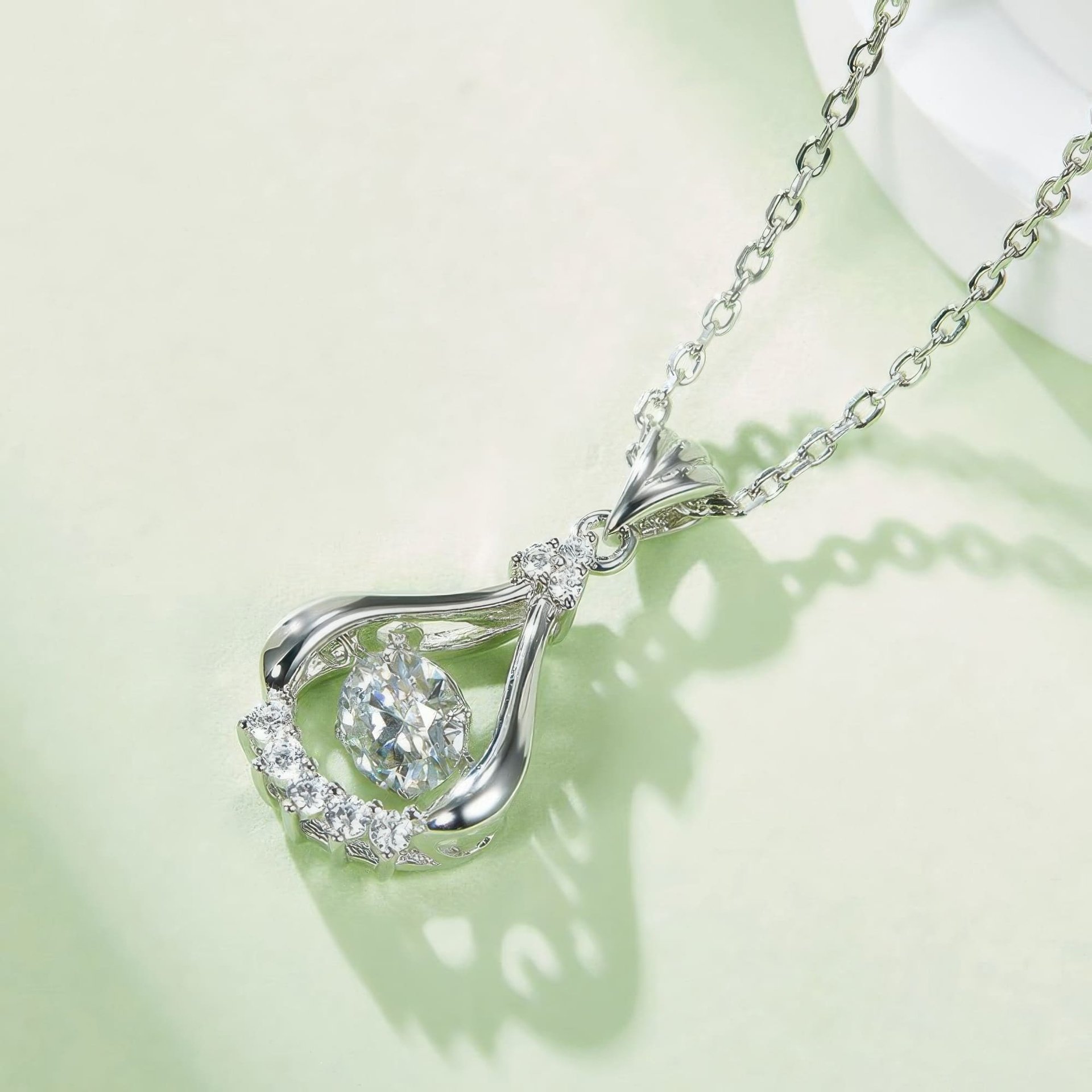 Teardrop Moissanite Drop Pendant Necklace | 925 Sterling Silver - Image 4