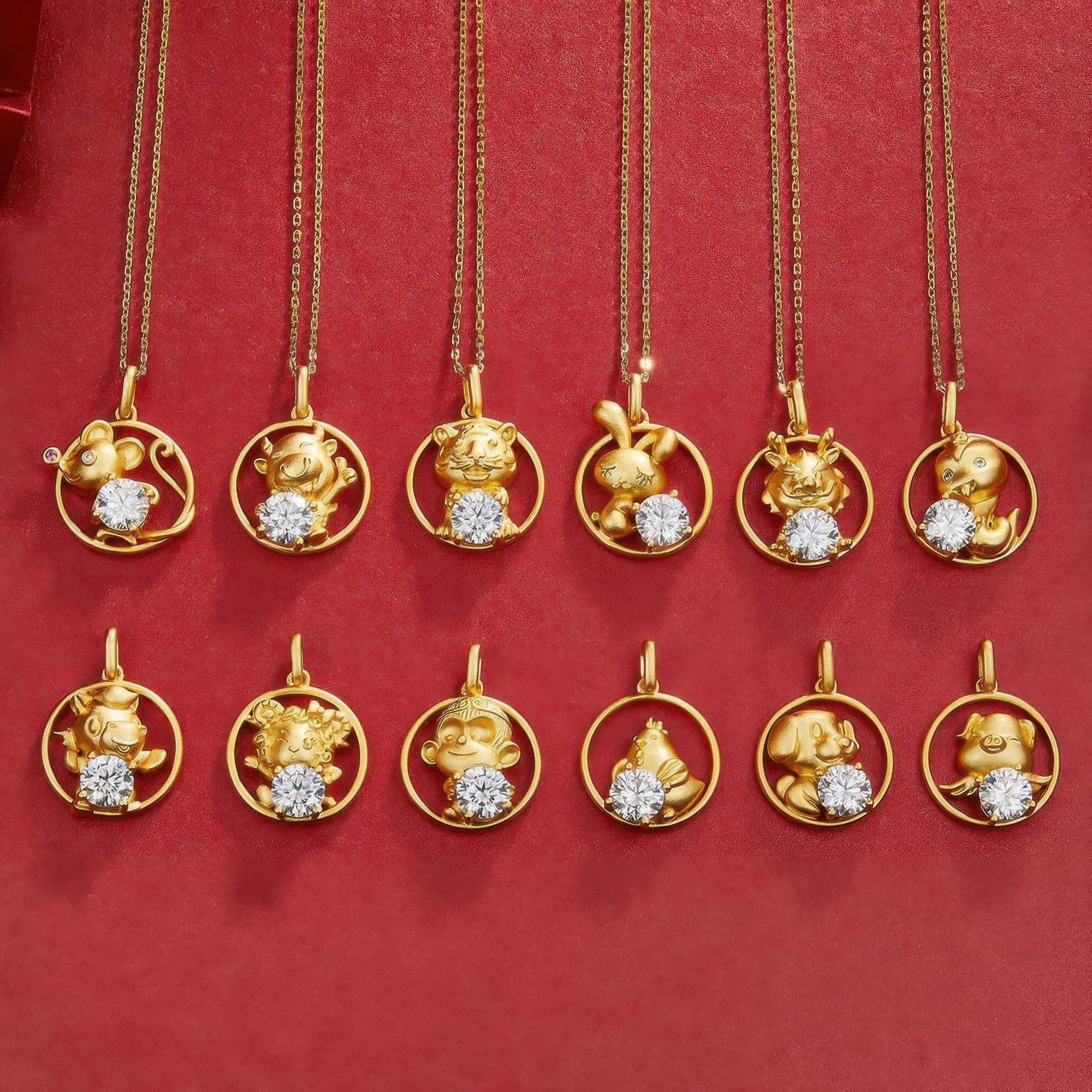 Chinese Zodiac Rooster Moissanite Pendant Necklace | Round Solitaire | 22K Gold-Plated 925 Silver - Image 6
