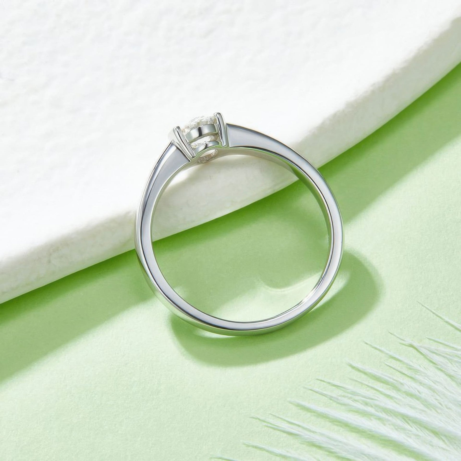 Oval Moissanite Solitaire Ring | 0.5ct DEW East-West Half-Bezel 925 Sterling Silver Band - Image 4