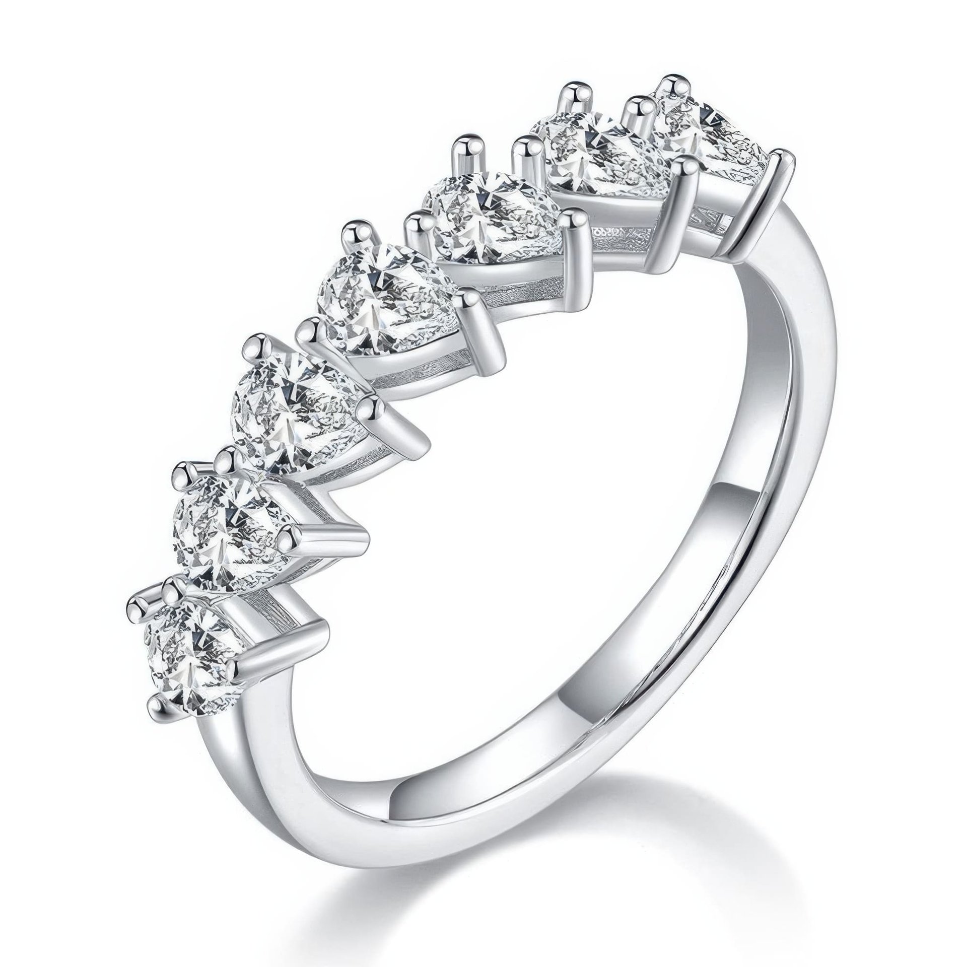 Pear Cut Moissanite Half-Eternity Ring | Seven-Stone DEF Statement Band