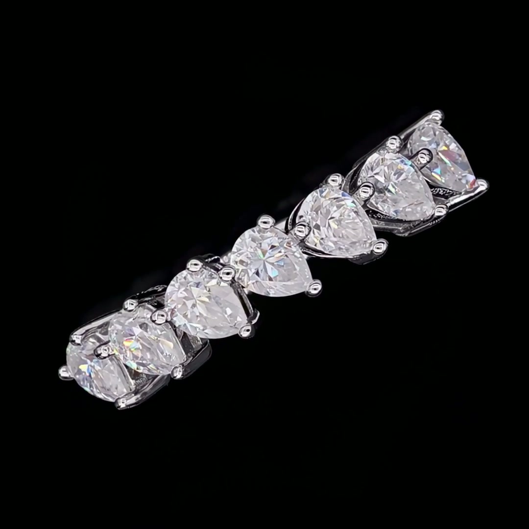 Pear Cut Moissanite Half-Eternity Ring | Seven-Stone DEF Statement Band product video thumbnail