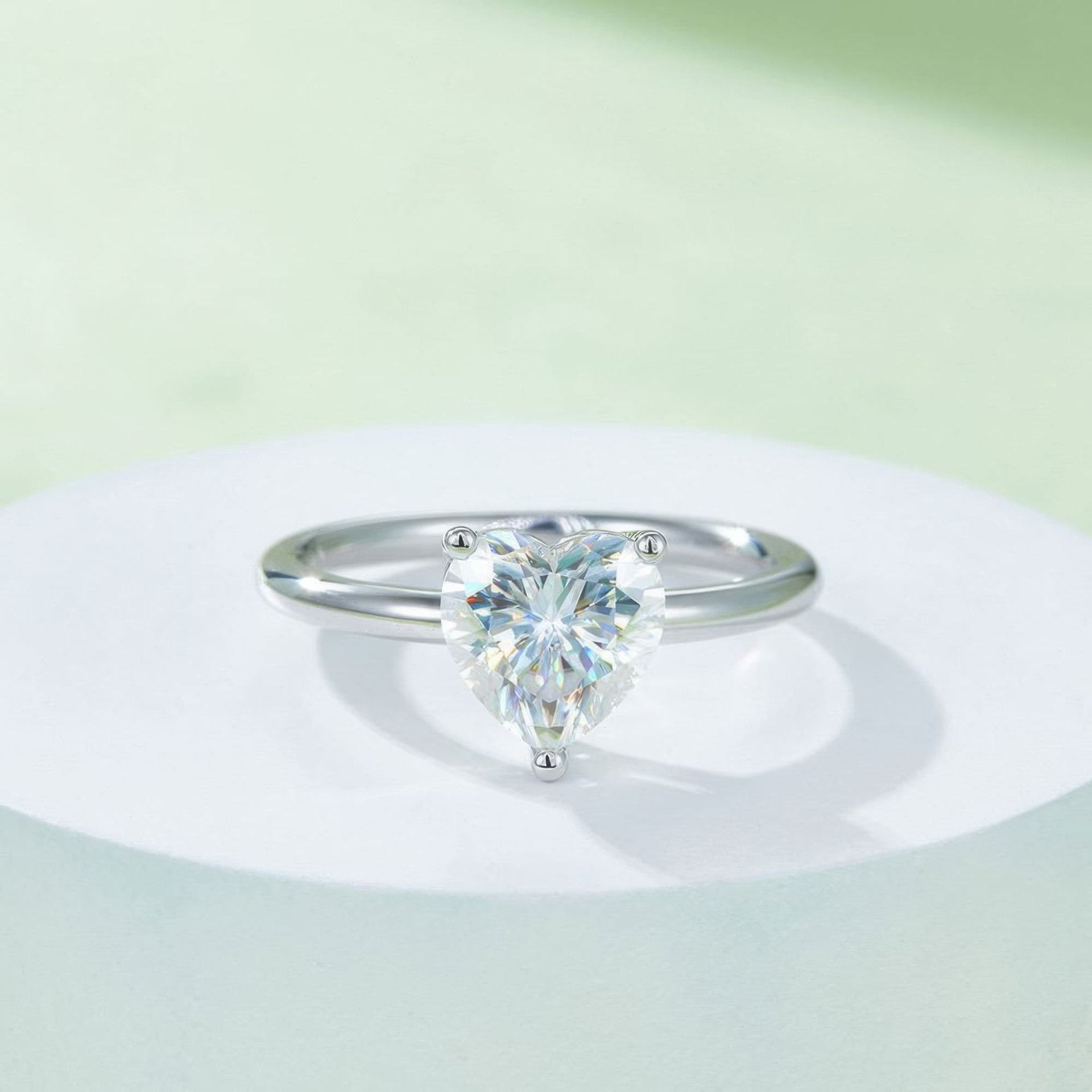 2ct Heart Cut Moissanite Ring | 925 Silver Solitaire Promise Ring | DEF Colorless - Image 2