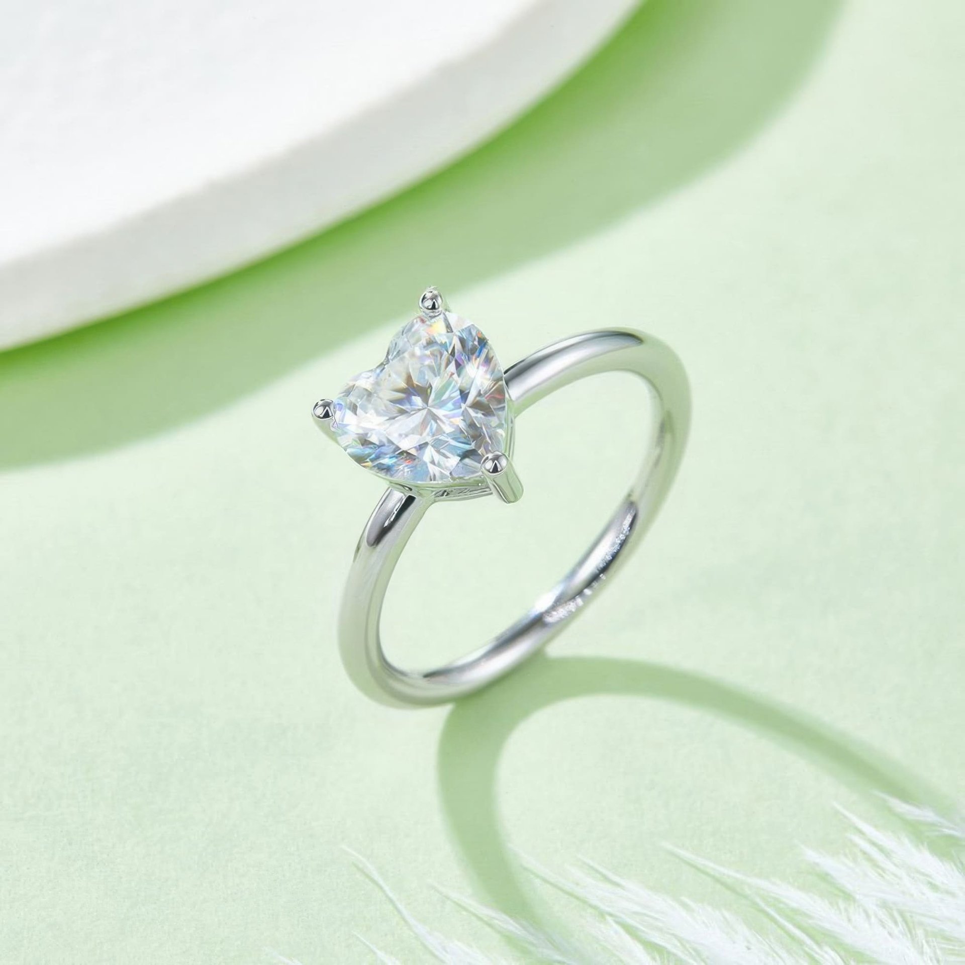 2ct Heart Cut Moissanite Ring | 925 Silver Solitaire Promise Ring | DEF Colorless - Image 3