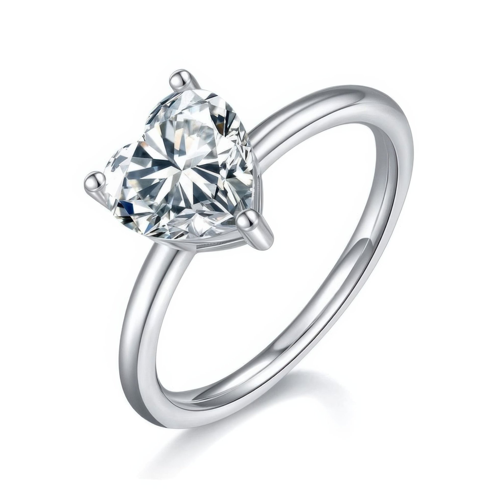 2ct Heart Cut Moissanite Ring | 925 Silver Solitaire Promise Ring | DEF Colorless