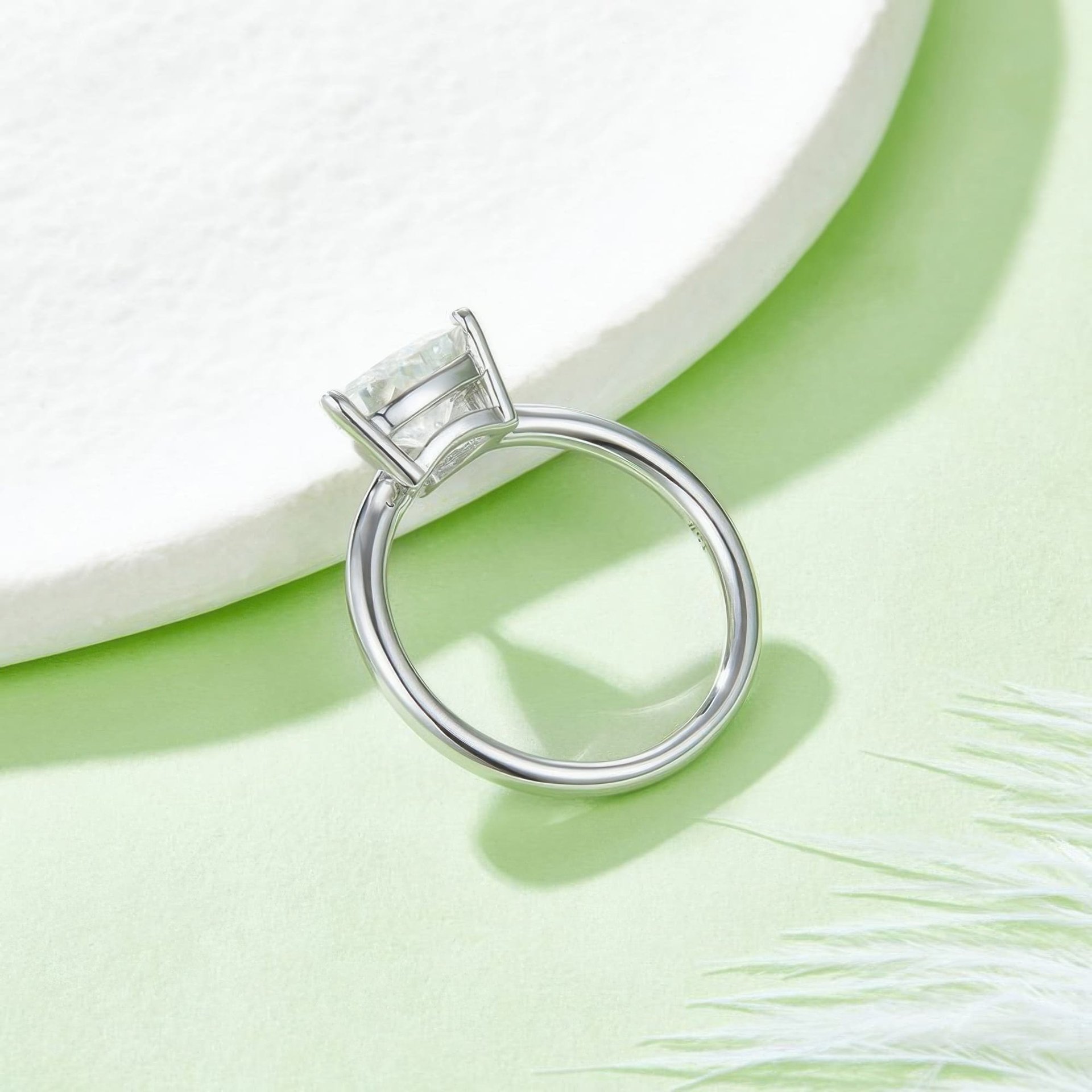 Trillion-Cut Triangle Moissanite Solitaire Ring | 2ct DEW (8mm), DEF, 925 Silver - Image 4