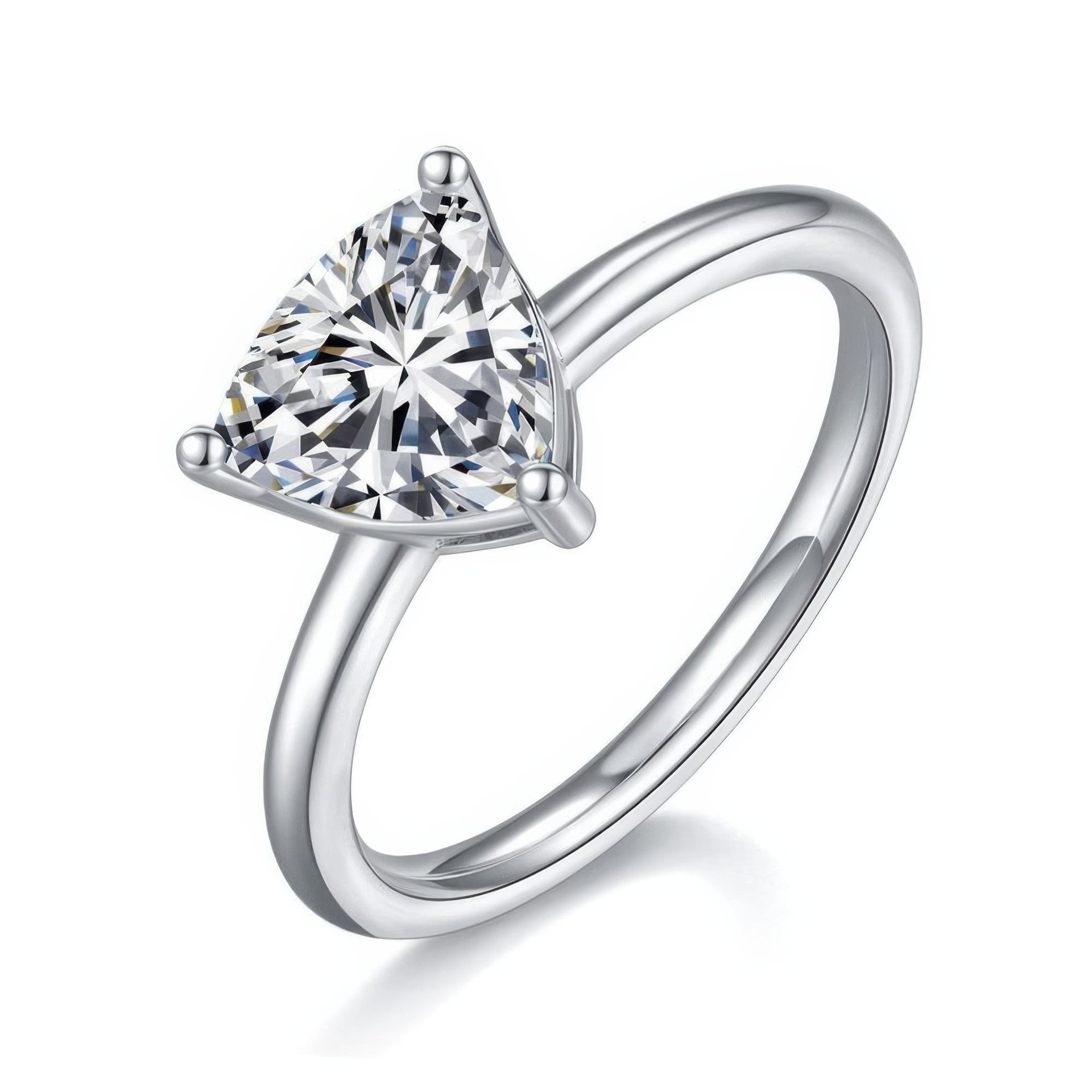 Trillion-Cut Triangle Moissanite Solitaire Ring | 2ct DEW (8mm), DEF, 925 Silver