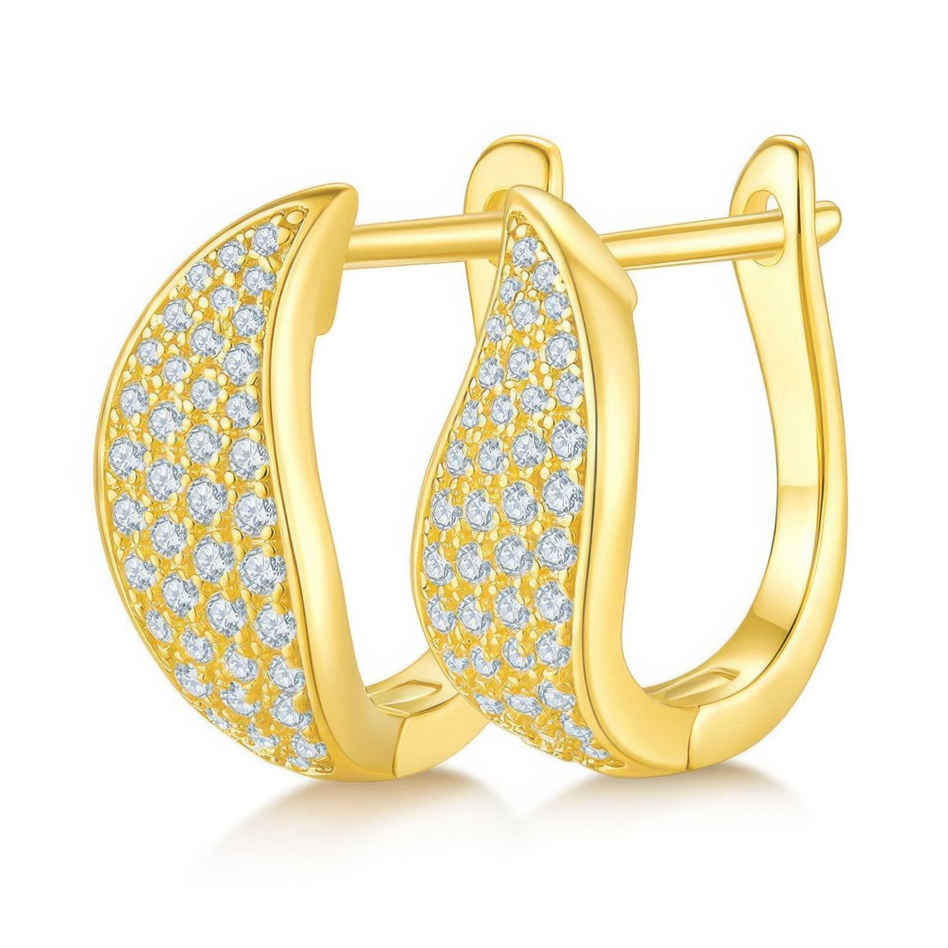 Pavé Moissanite Huggie Hoop Earrings | Curved Leaf 925 Sterling Silver, Leverback - Image 7