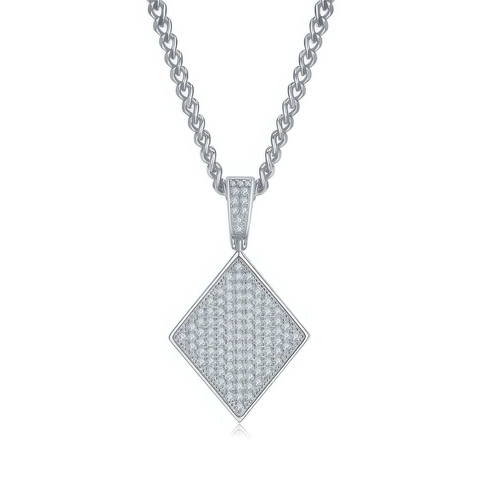 Pave Diamond-Suit Moissanite Pendant Necklace | Iced-Out Playing Card Charm in 925 Silver