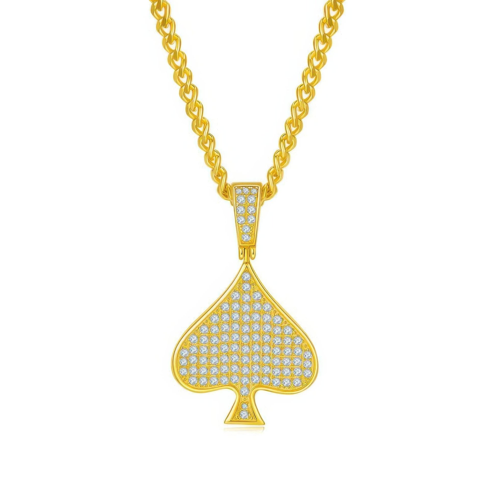 Pavé Spade Moissanite Pendant Necklace | Iced-Out Hip-Hop 925 Sterling Silver Spiga Chain - Image 5