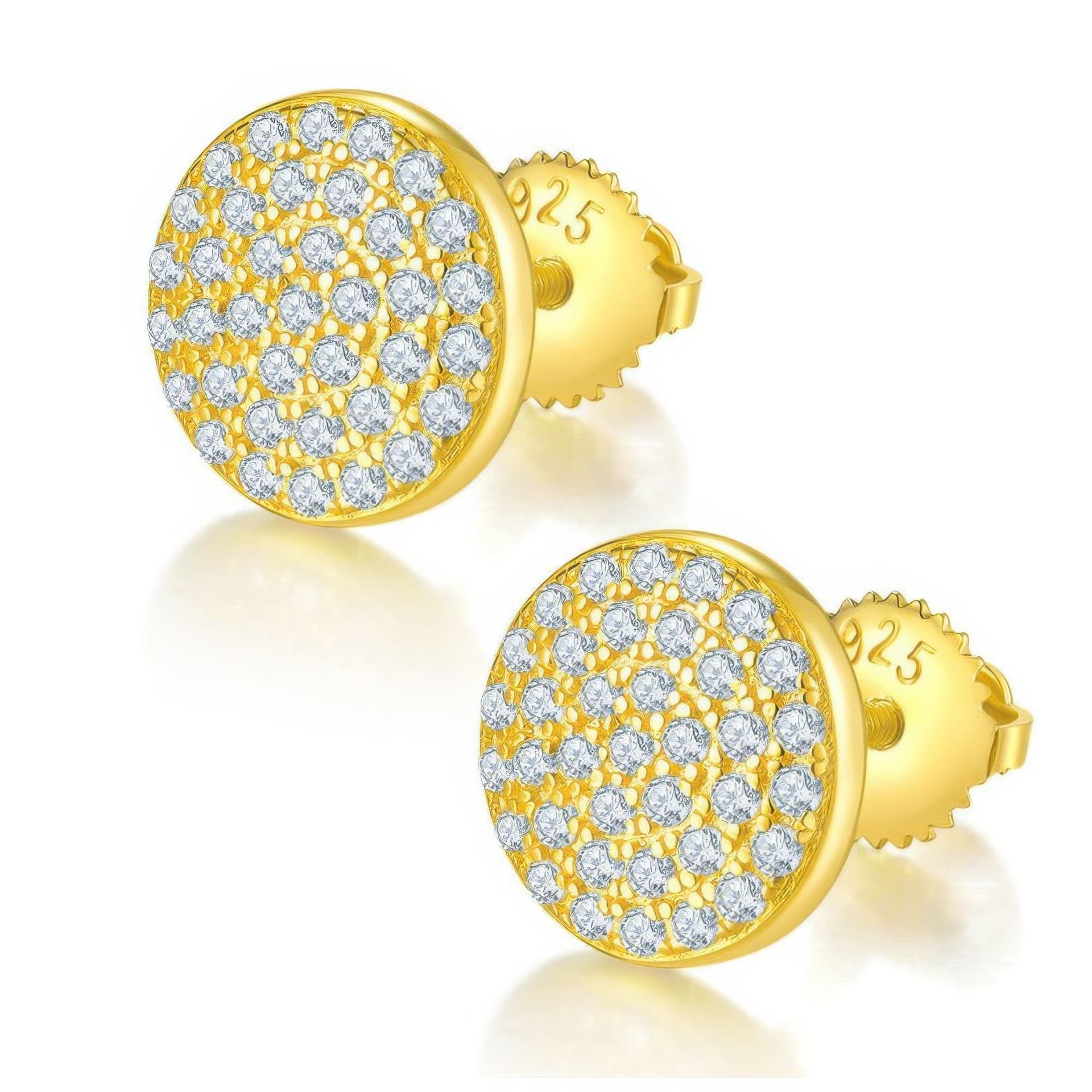 925 Silver Moissanite Pavé Disc Stud Earrings | Round Circle Studs | Unisex - Image 5