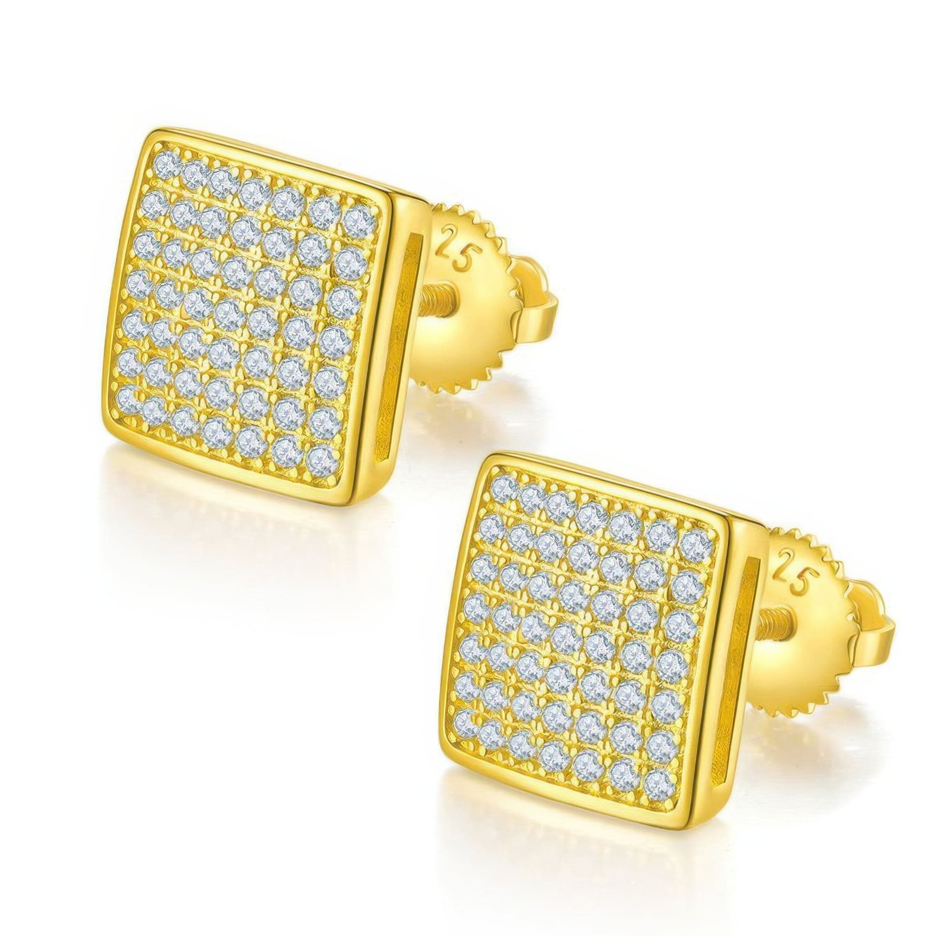 Square Pavé Moissanite Stud Earrings | Iced-Out 925 Sterling Silver Screw-Back Studs - Image 5