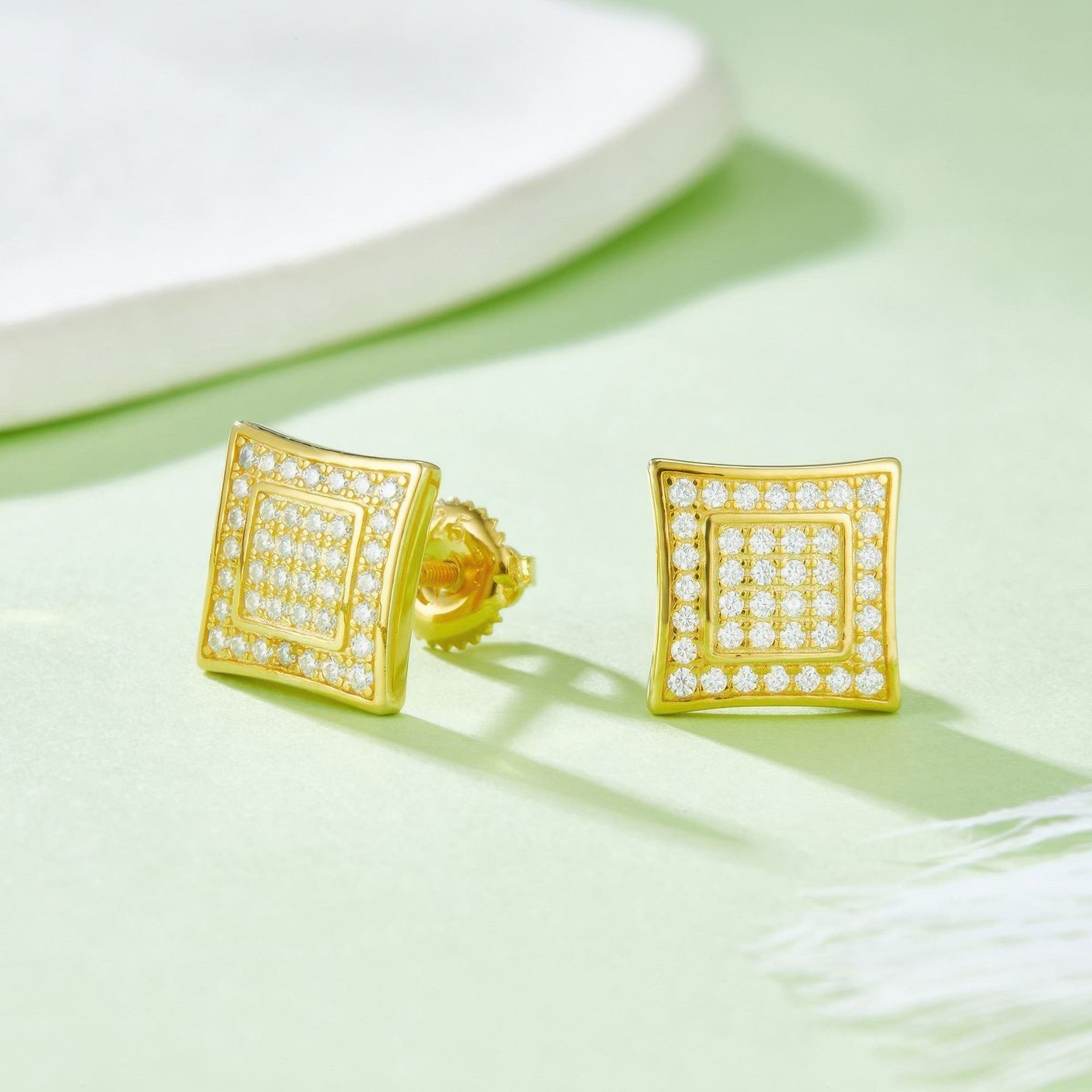 Hip Hop Square Moissanite Stud Earrings | Iced-Out Pavé 925 Sterling Silver | Unisex Kite - Image 4