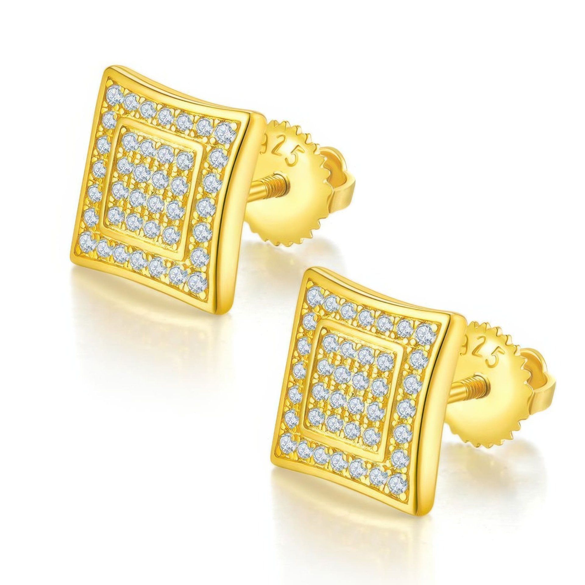 Hip Hop Square Moissanite Stud Earrings | Iced-Out Pavé 925 Sterling Silver | Unisex Kite - Image 5