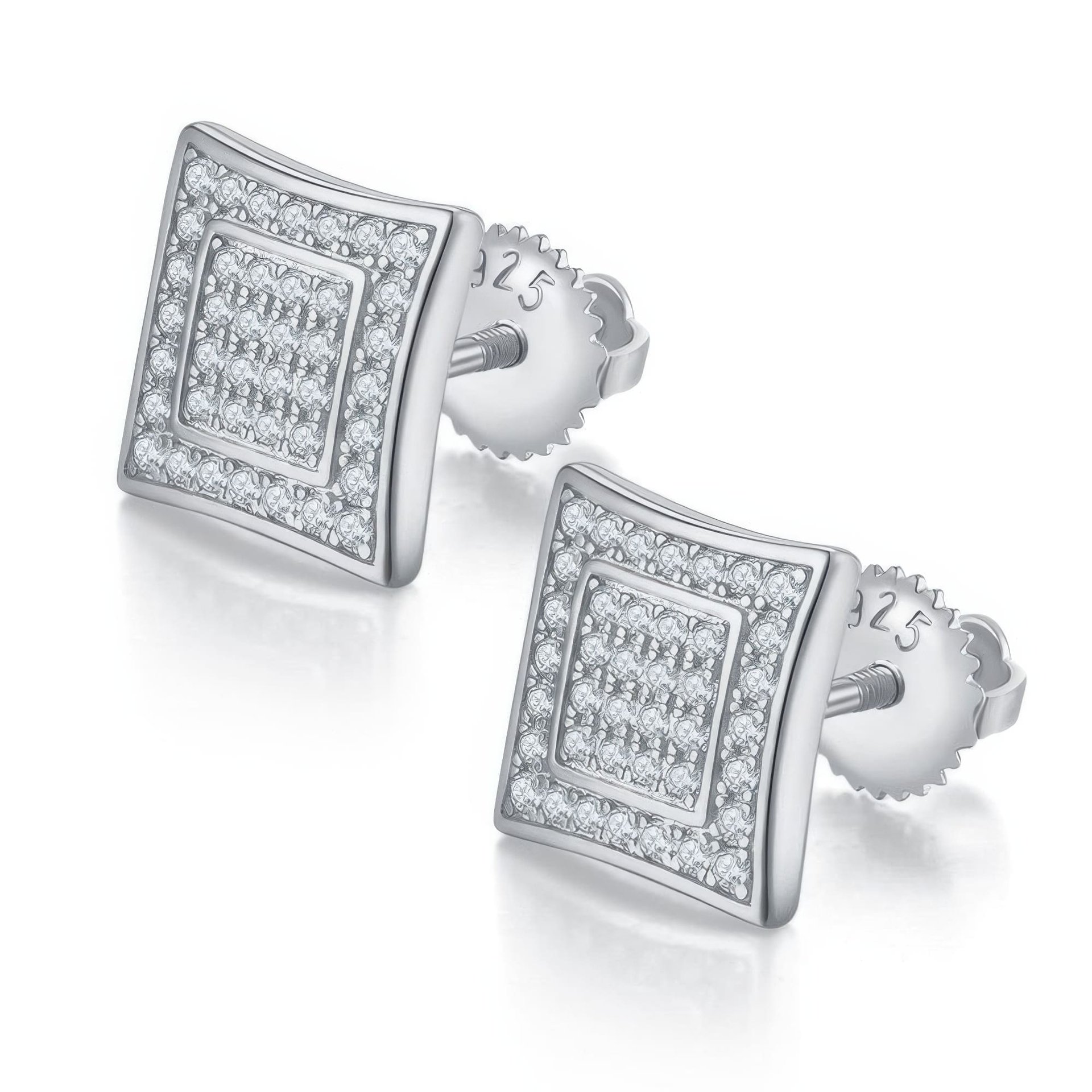 Hip Hop Square Moissanite Stud Earrings | Iced-Out Pavé 925 Sterling Silver | Unisex Kite