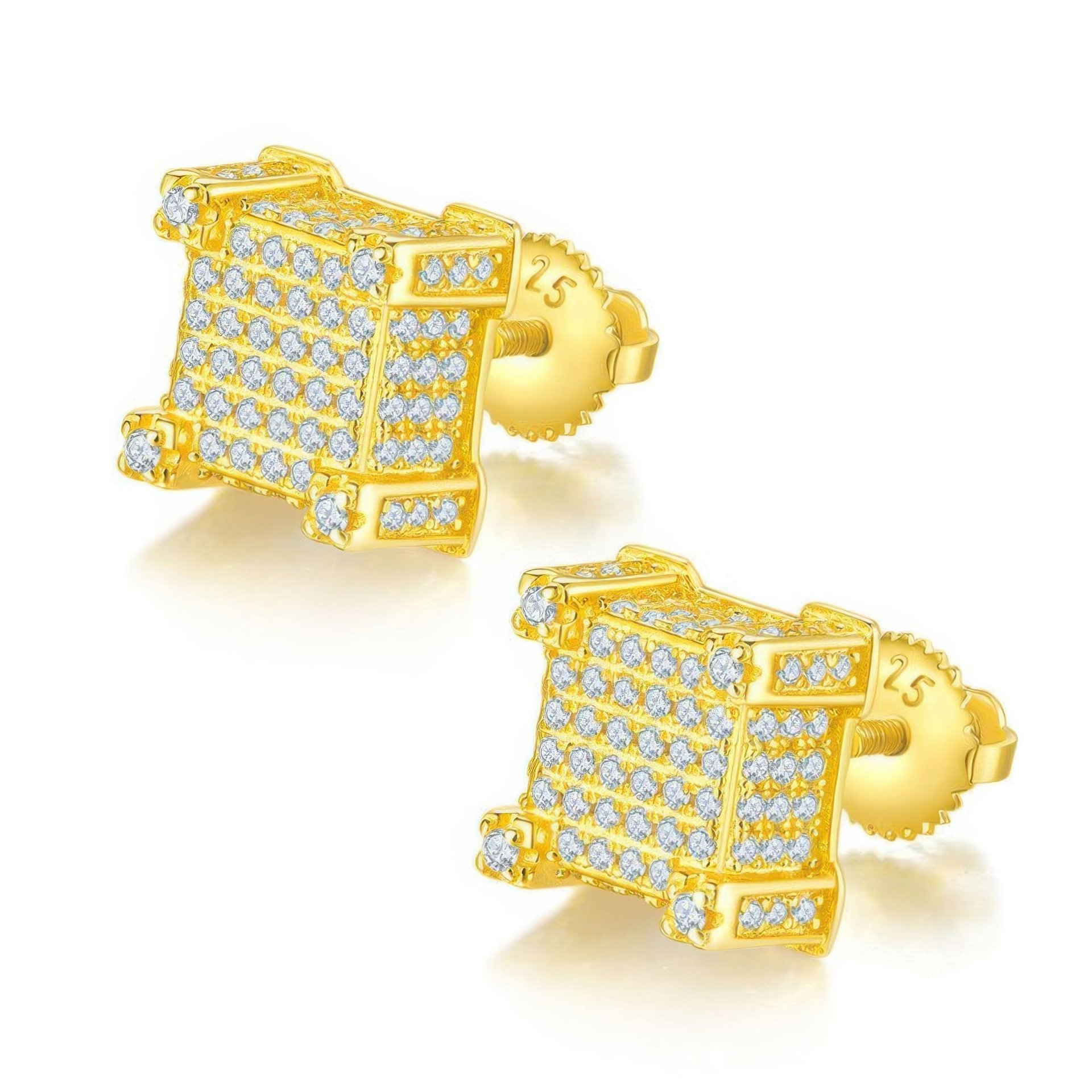 Hip Hop Square Moissanite Stud Earrings | 925 Silver Micro-Pavé | Screw-Back Iced Studs - Image 5