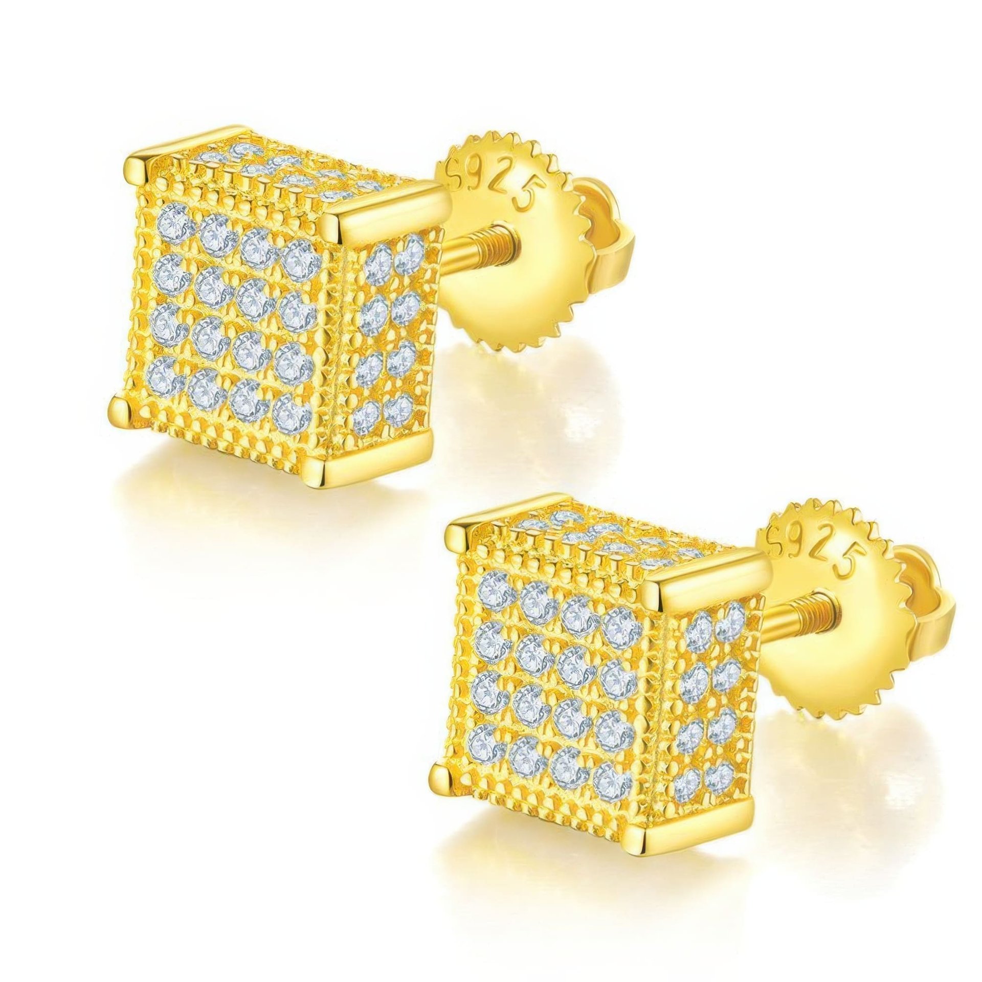 Hip Hop Square Moissanite Stud Earrings | 925 Sterling Silver Geometric Unisex Jewelry - Image 5