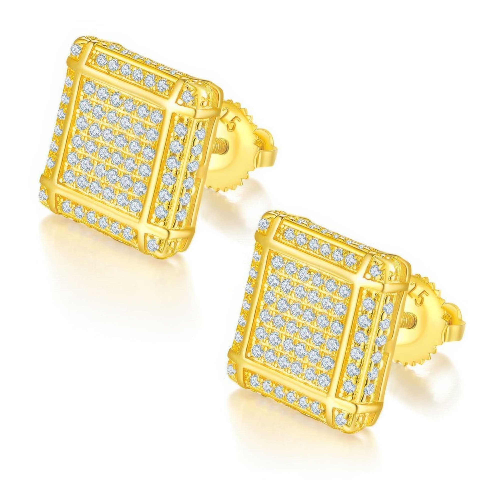 Square Moissanite Stud Earrings | 925 Sterling Silver Micro-Pavé Hip-Hop Iced Studs - Image 5