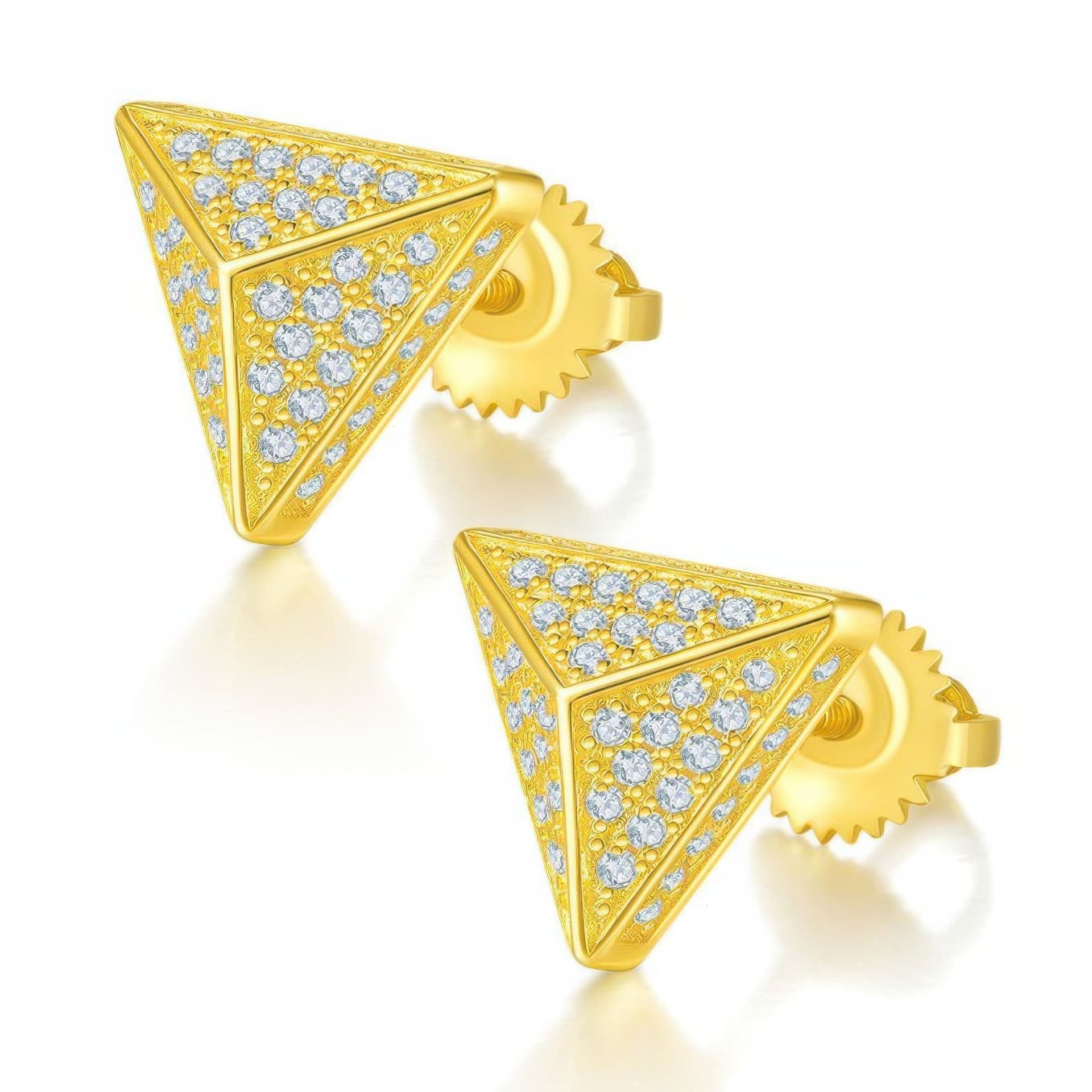Triangle Moissanite Stud Earrings | Pyramid Pavé 925 Sterling Silver Studs - Image 5
