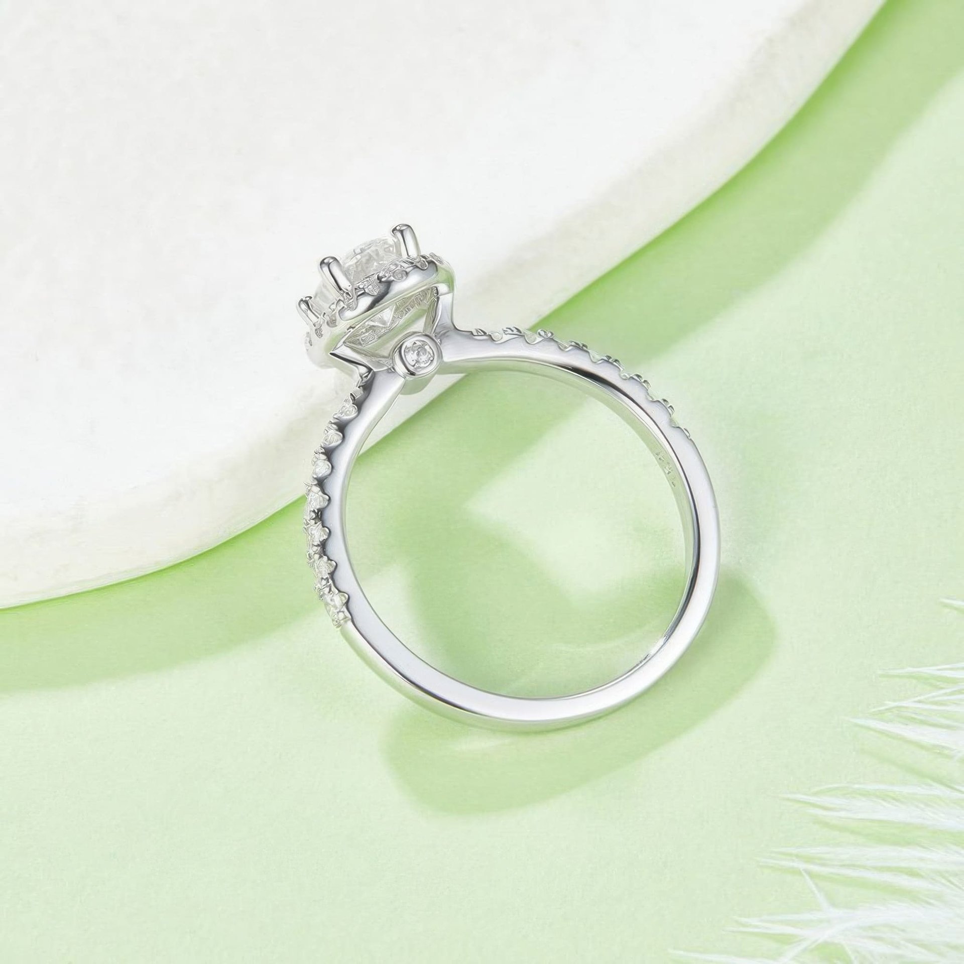 1ct Oval Moissanite Halo Ring | DEF Colorless 6.5mm Center | 925 Sterling Silver - Image 4