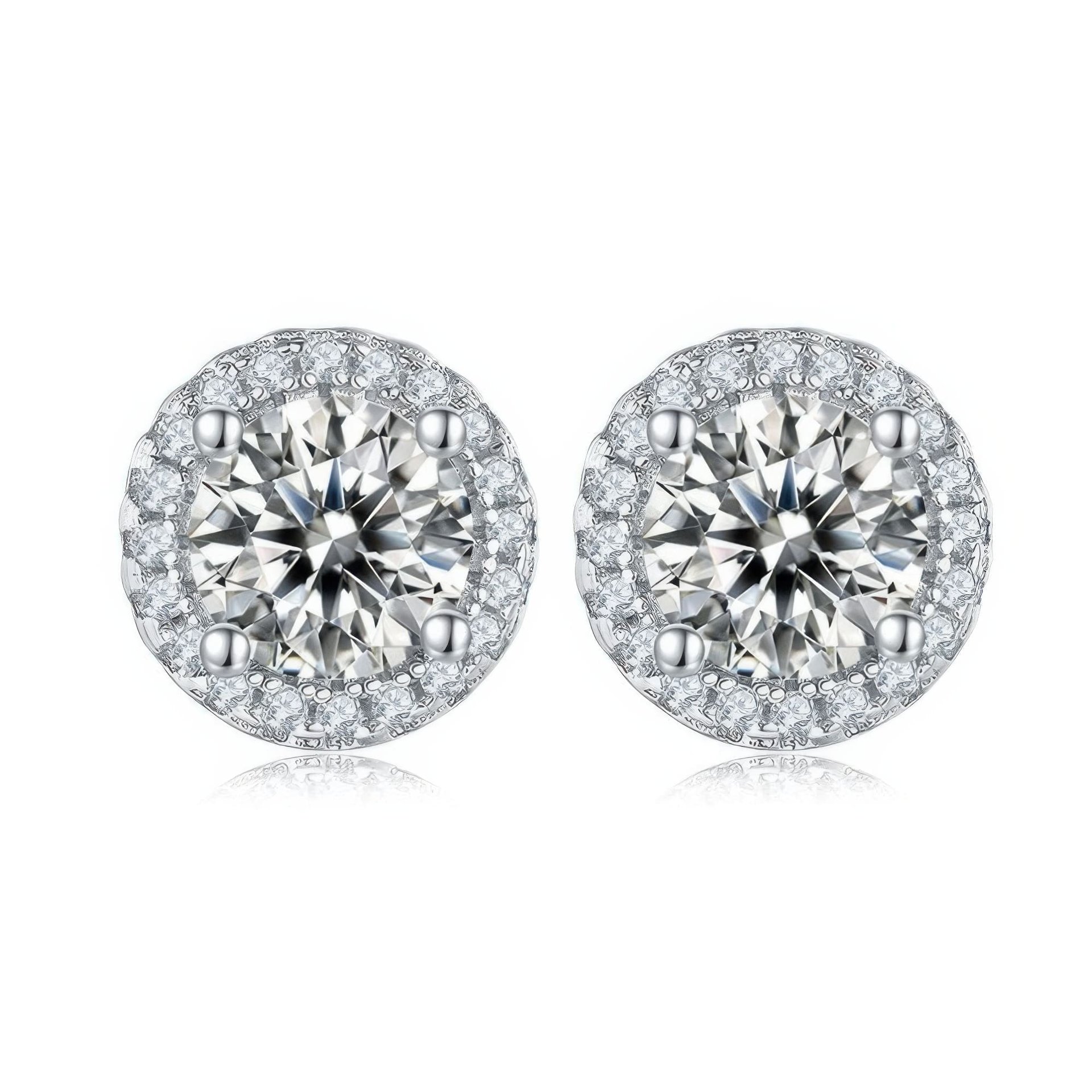 Round Cut Moissanite Halo Jewelry Set | 1ct Pendant + 0.5ct Stud Earrings | 925 Sterling Silver - Image 7