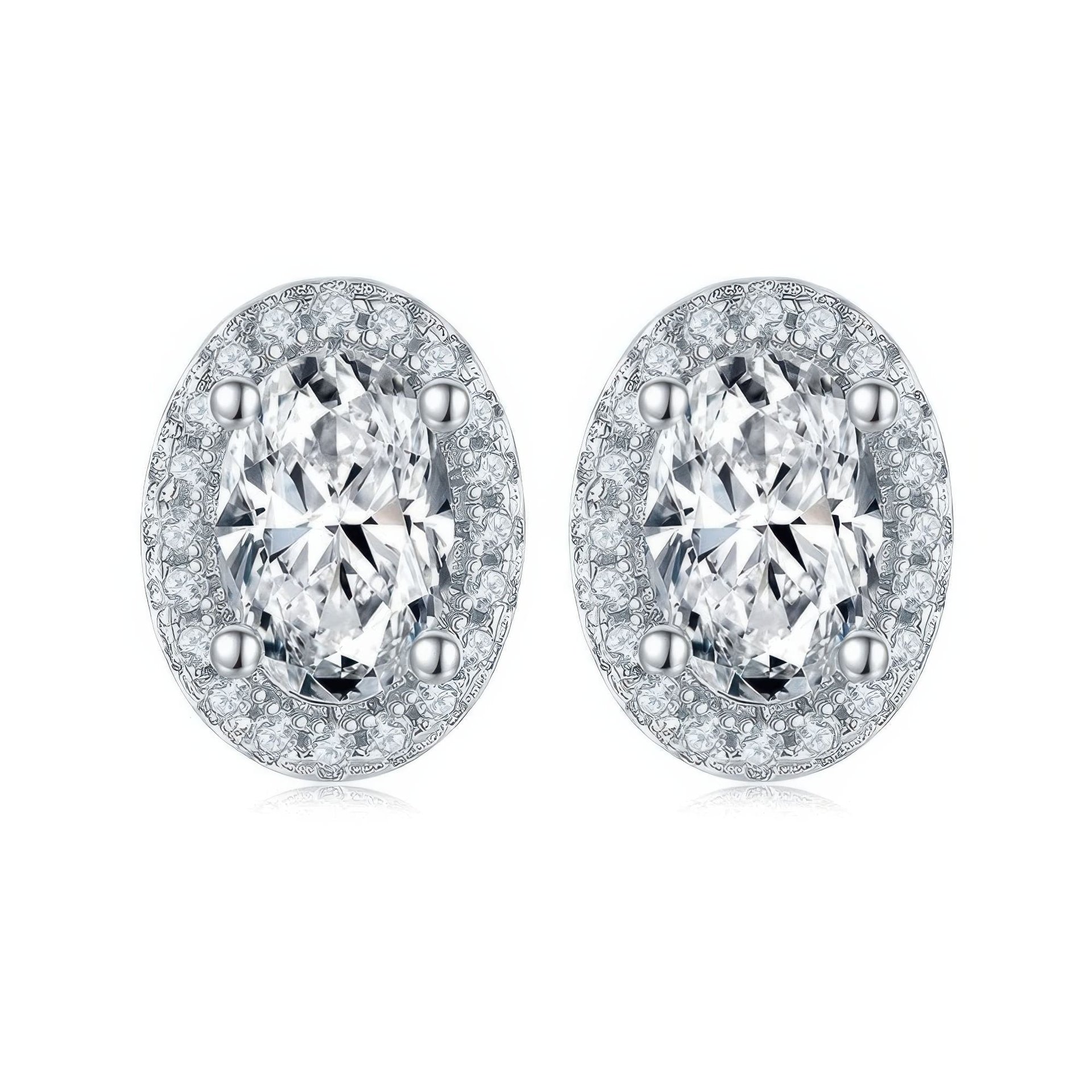 Oval Moissanite Halo Necklace & Earring Set | 1ct Pendant + 0.5ct/ear Studs | DEF VVS 925 Silver - Image 7