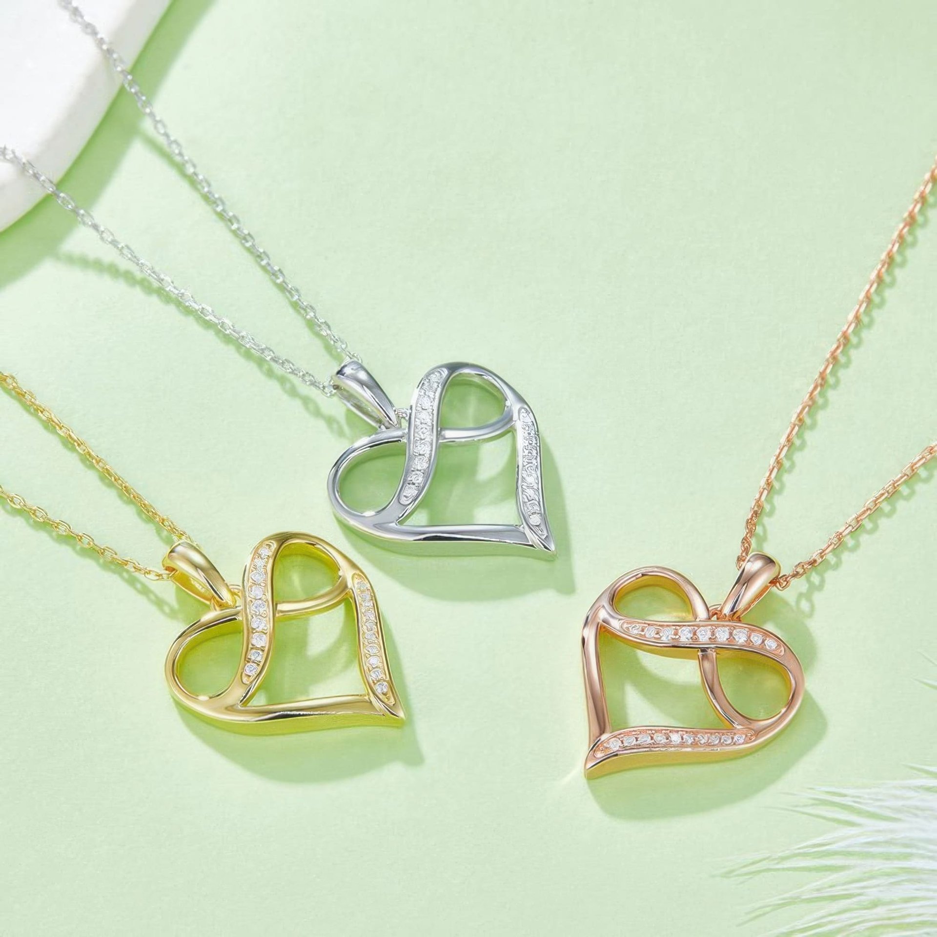 Infinity Heart Moissanite Pendant Necklace | Pavé 925 Sterling Silver | Collarbone Chain - Image 2